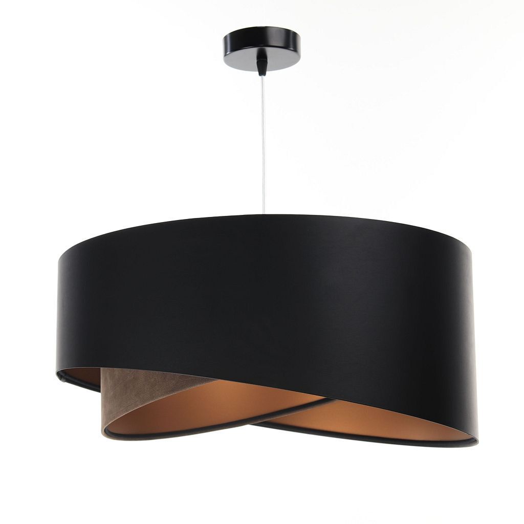 Hängelampe Schwarz Braun Gold E27 rund D: 50 cm Latex