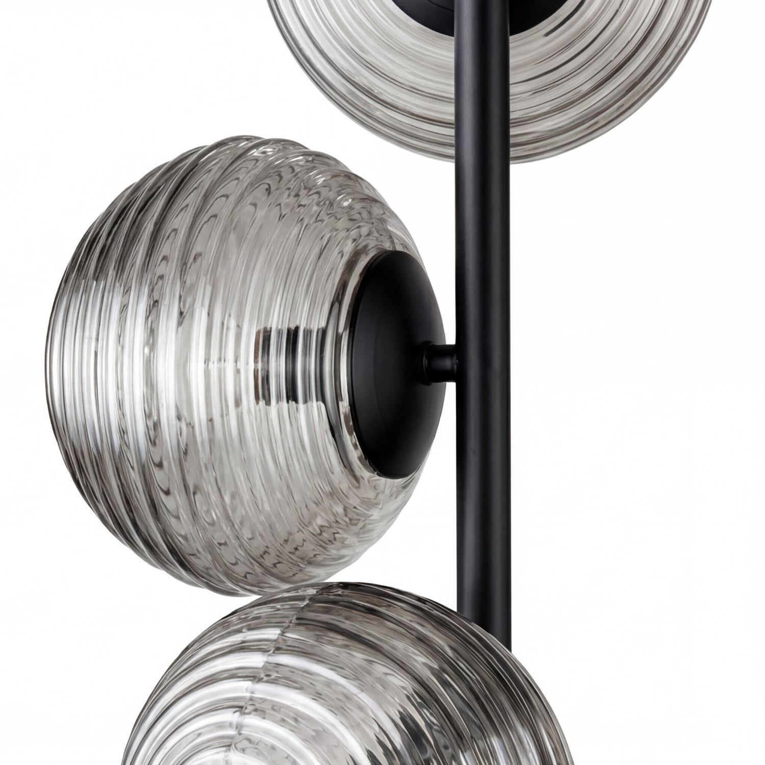 Stehlampe Schwarz Rauchglas Metall Schalter 160 cm E27 Leuchten, Lampe, Glas, Spiraldraht, klarer Glas