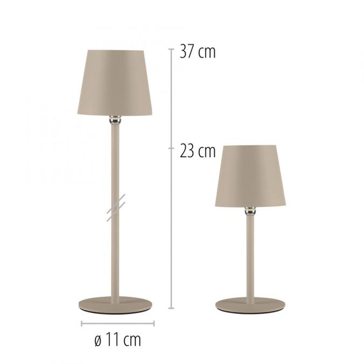 LED Akku Tischlampe Sandfarben dimmbar Touch 37 cm 2 W