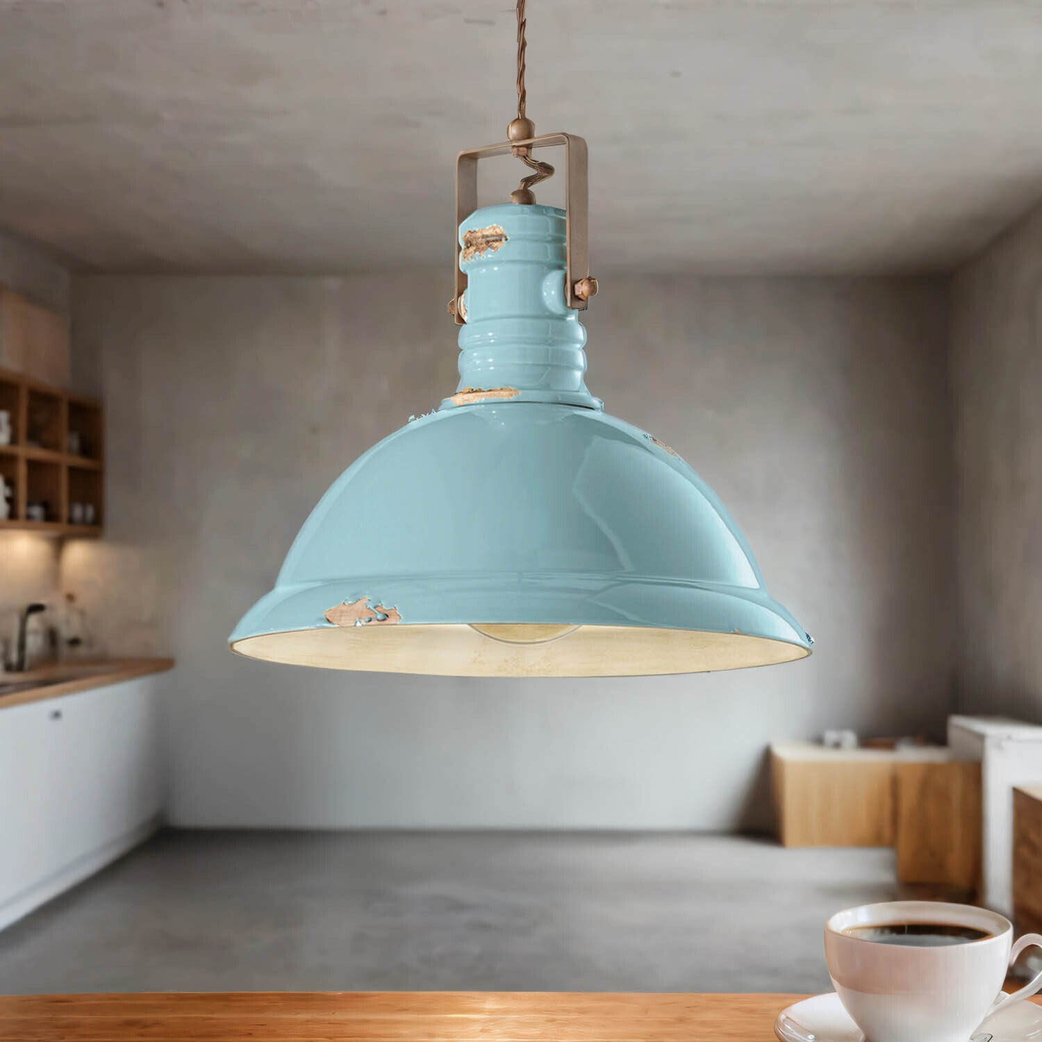 Hängelampe Keramik Metall E27 D: 40 cm rund Leuchte, Getränk, Kaffee, Kaffeetasse