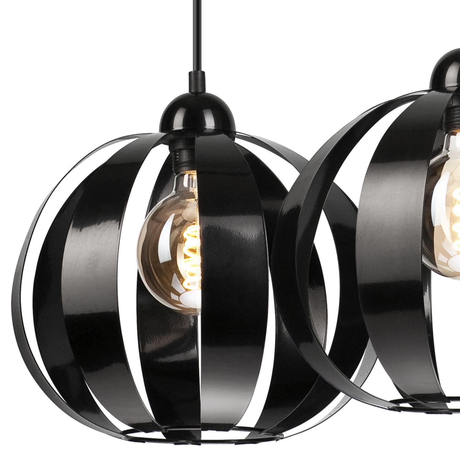 Pendelleuchte Schwarz Metall 3-flammig E27 verstellbar