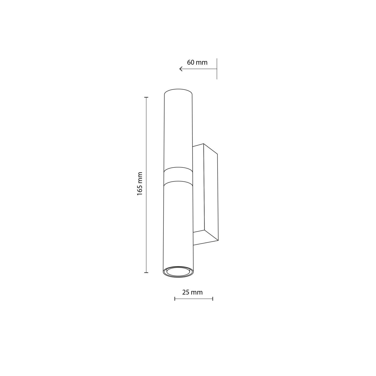 Wandlampe Schwarz Up Down H: 16,5 cm B: 2,5 cm Metall 2x G9