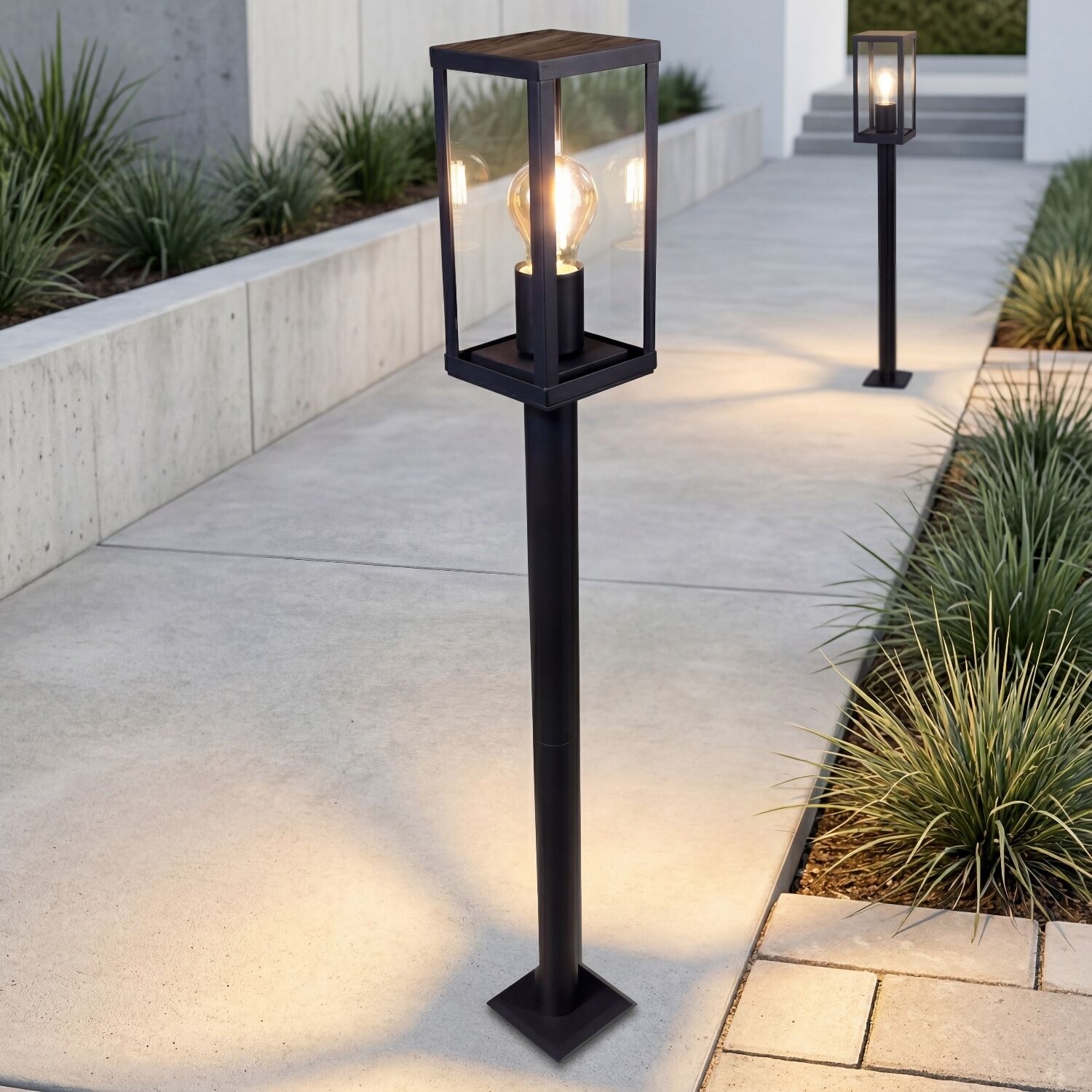 Außenlampe, Standleuchte, Laternenleuchte, Metall, Glühbirne