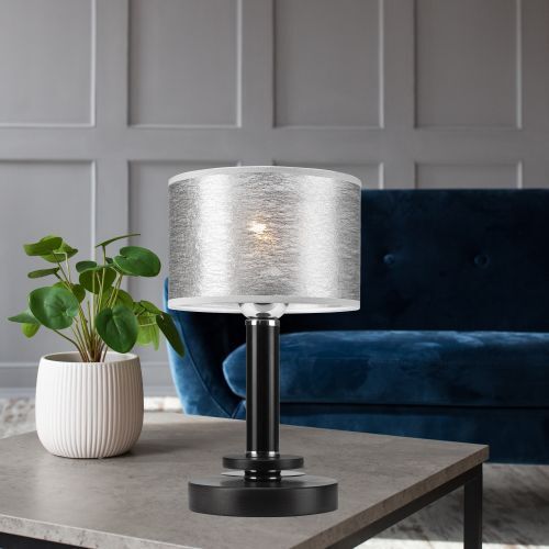 Tischlampe Modern Grau Stoff H:33cm DENIRA