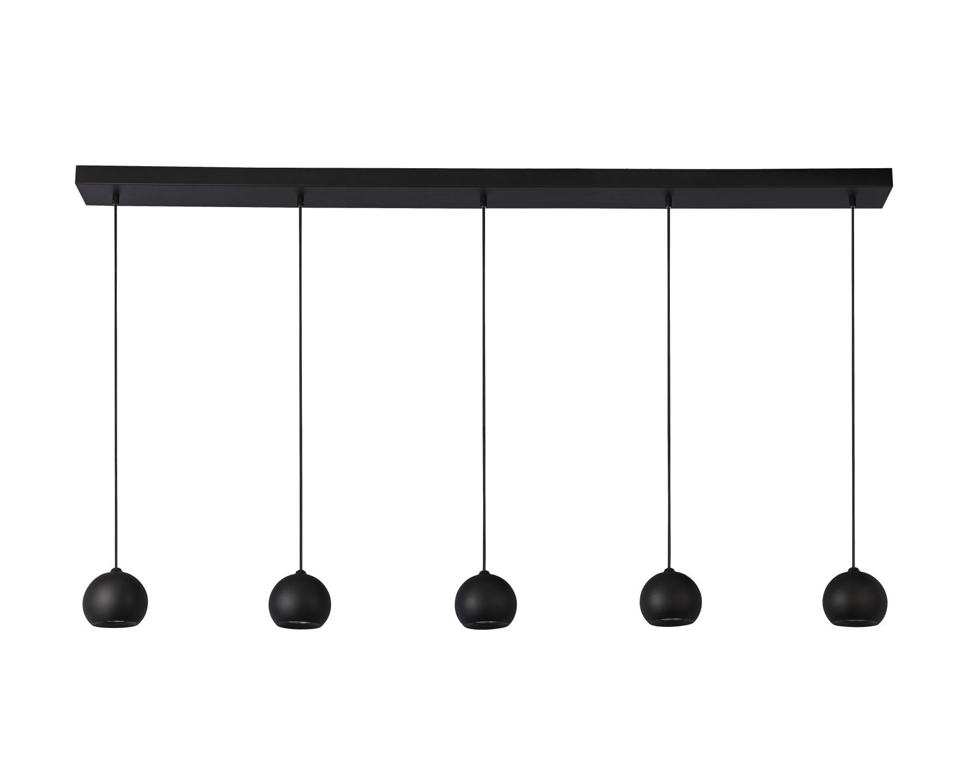 Hängelampe Schwarz 160 cm lang H: max. 2 m 5-flammig GU10