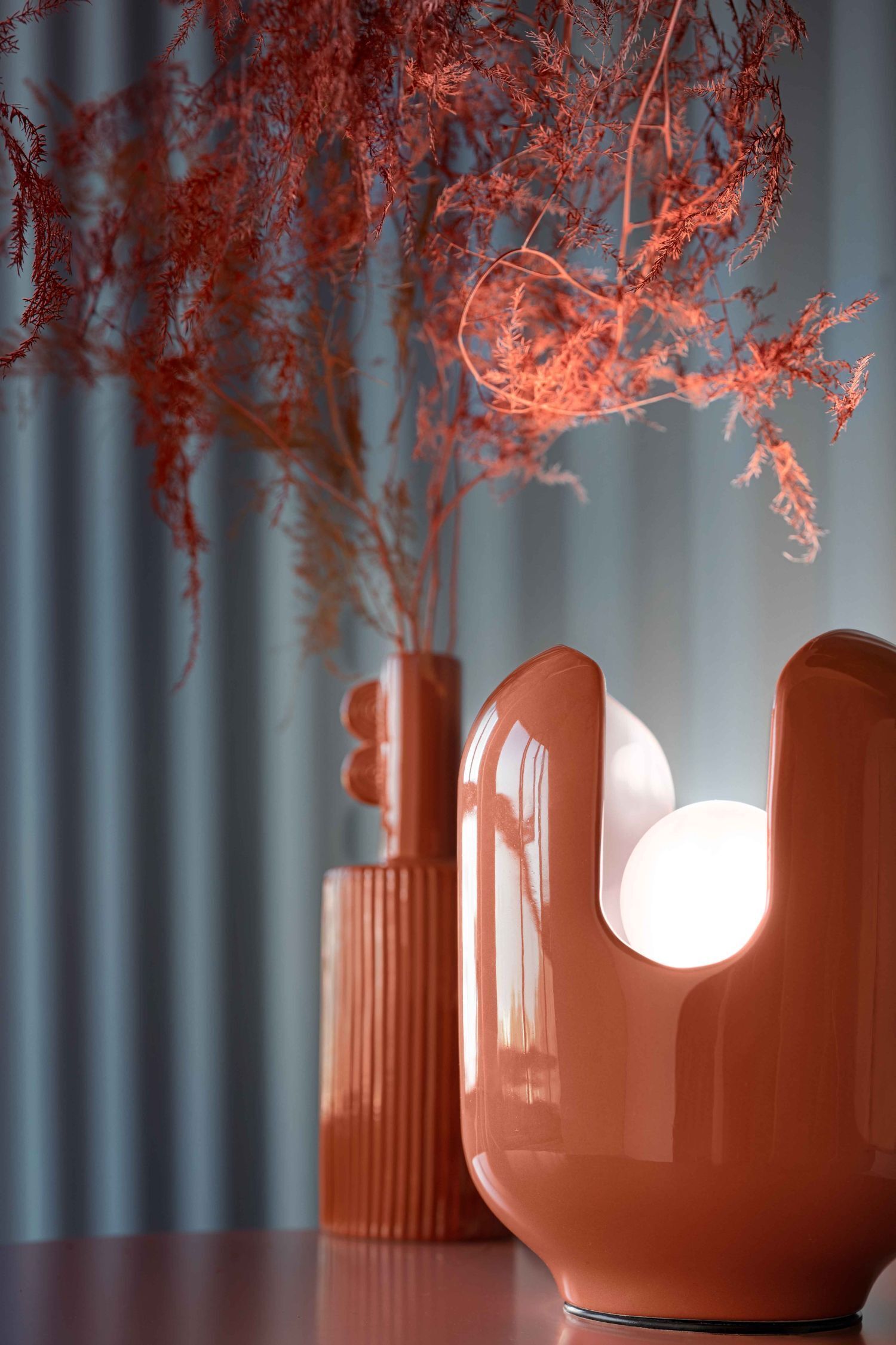 Nachttischlampe Keramik E27 B: 14,5 cm 20 cm hoch Pflanze