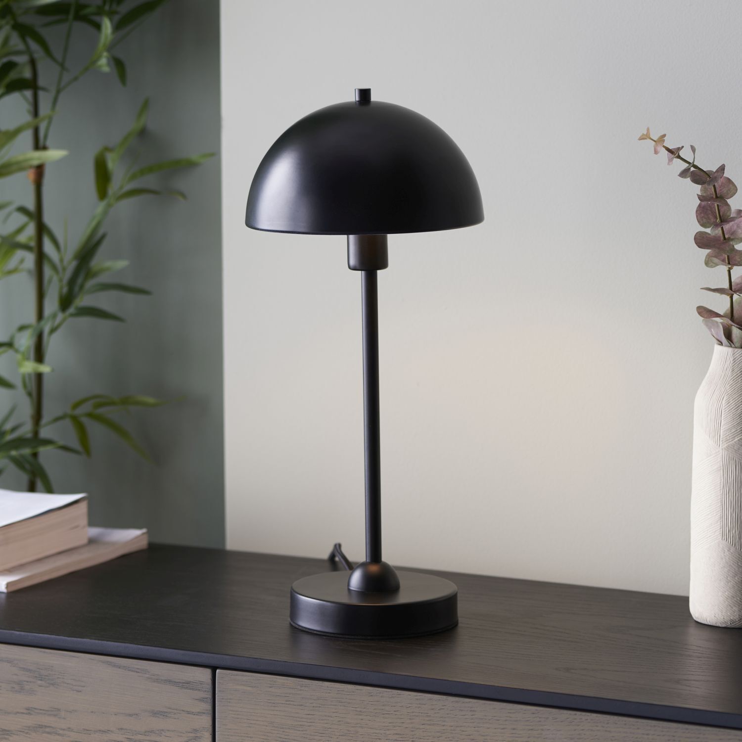 Pilzleuchte Schwarz Metall 41 cm Kabelschalter E14 ALFIE