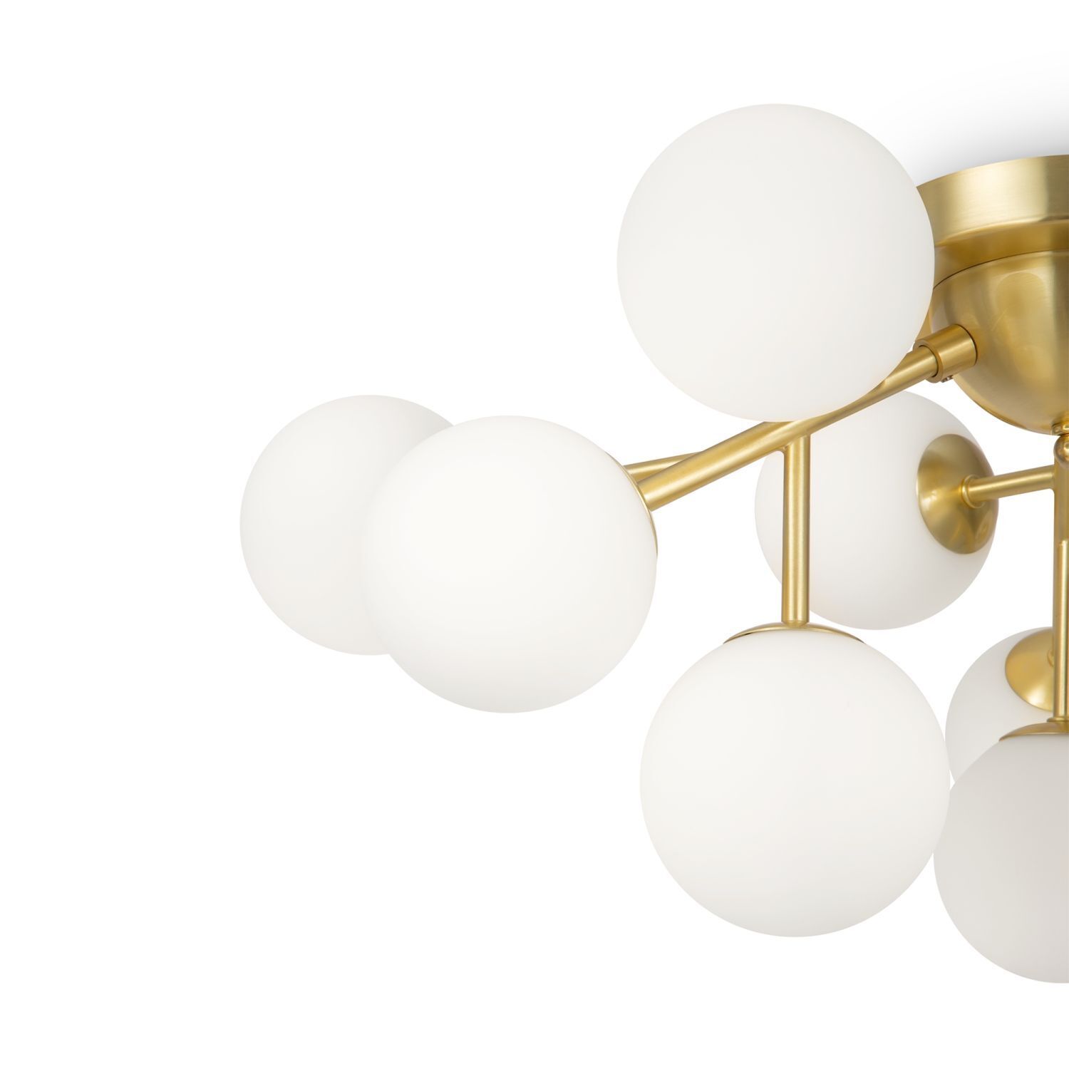 Deckenleuchte Glas Metall G9 60 cm breit in Gold Weiß