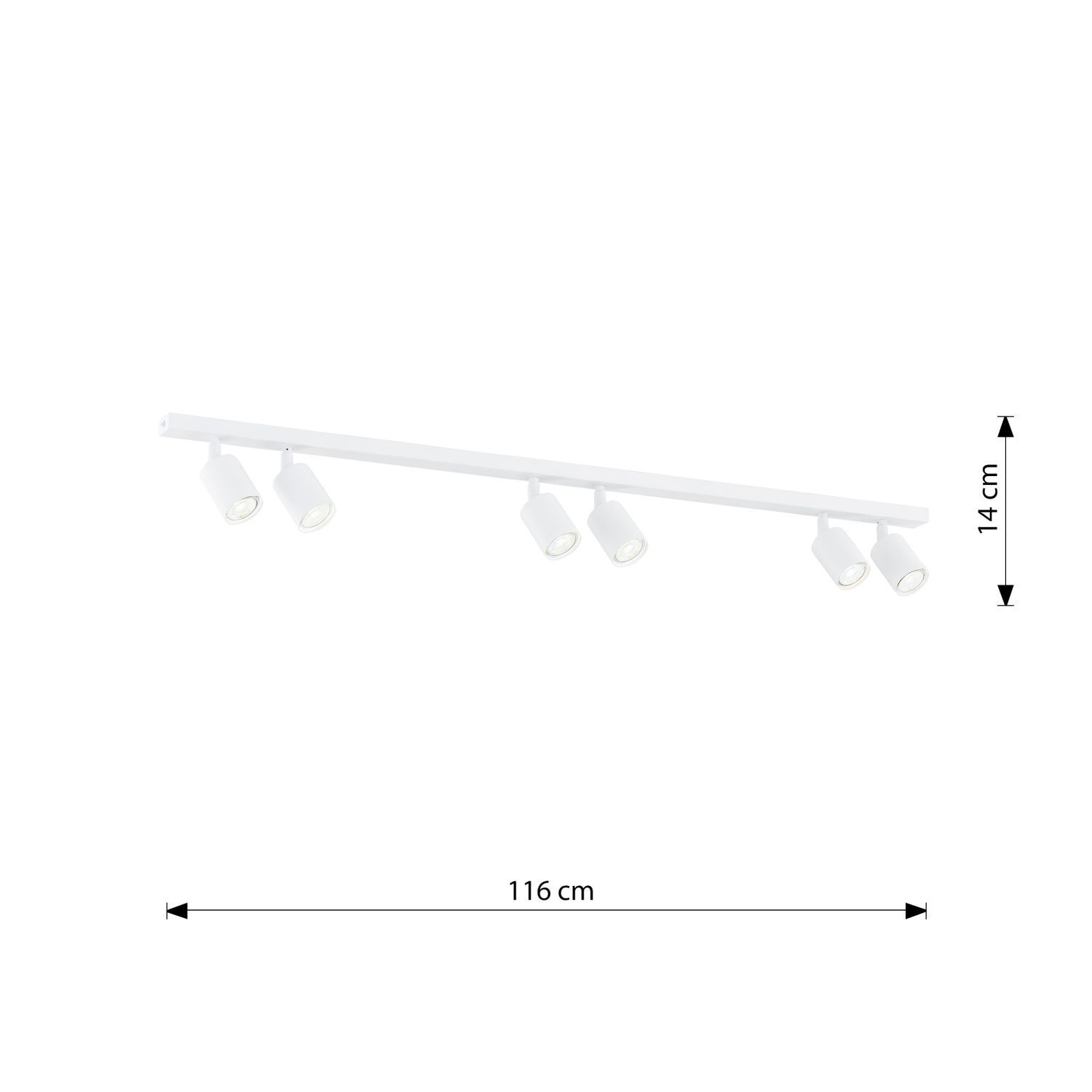 Deckenstrahler Weiß 116 cm lang Metall GU10 6-flammig