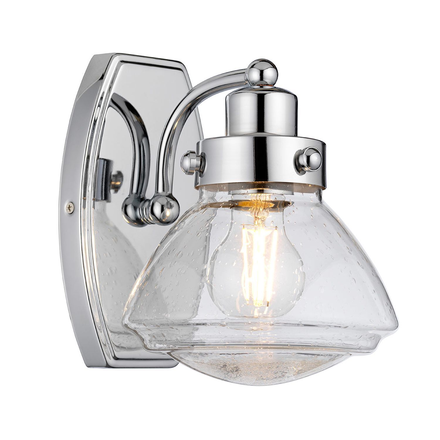 Wandleuchte Bad H: 22,1 cm IP44 E27 Chrom aus Metall Regenglas