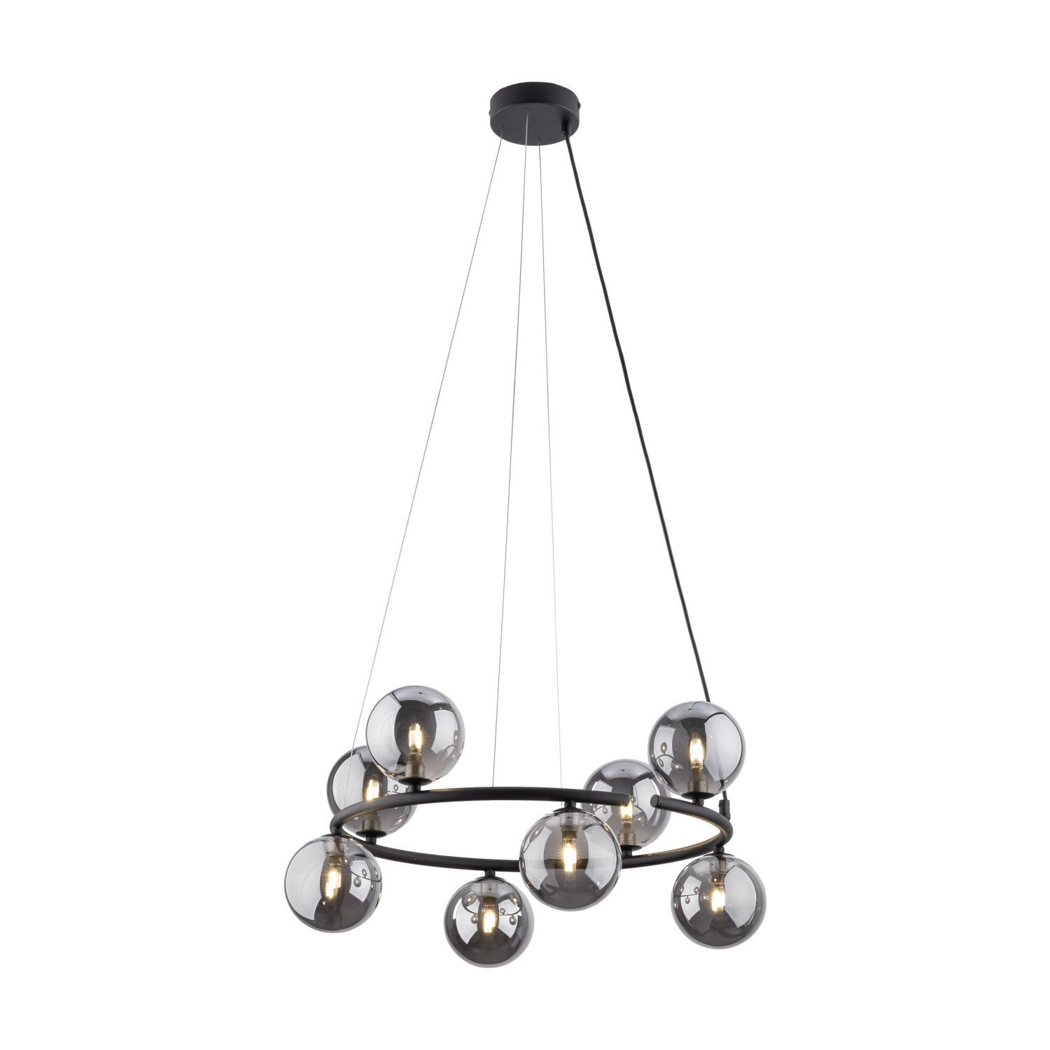 Hängeleuchte Metall Rauchglas G9 Ø 62 cm H: max. 140 cm Leuchter, Lampe