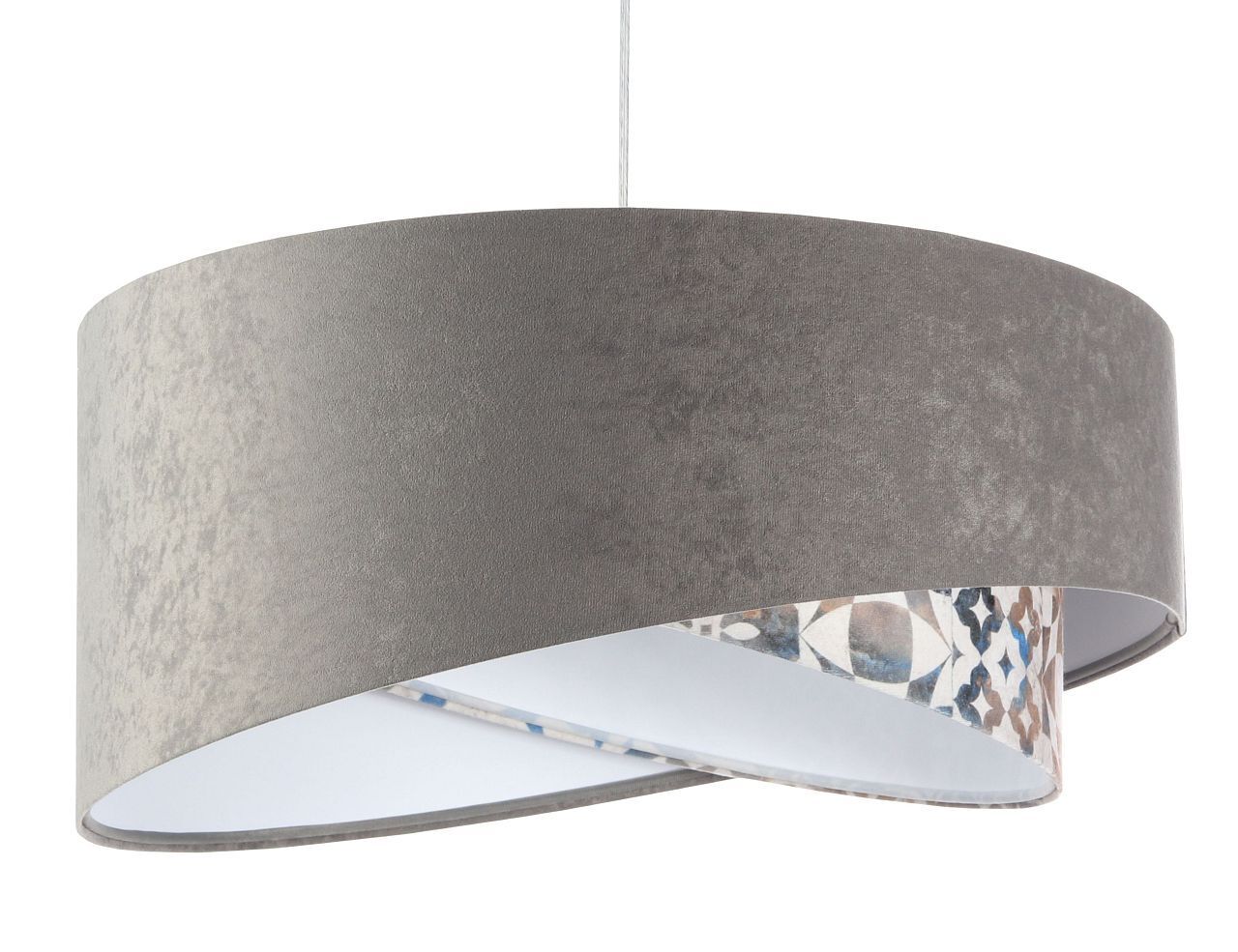 Pendelleuchte E27 rund Ø 50 cm Stoff Velours Optik Grau Beige