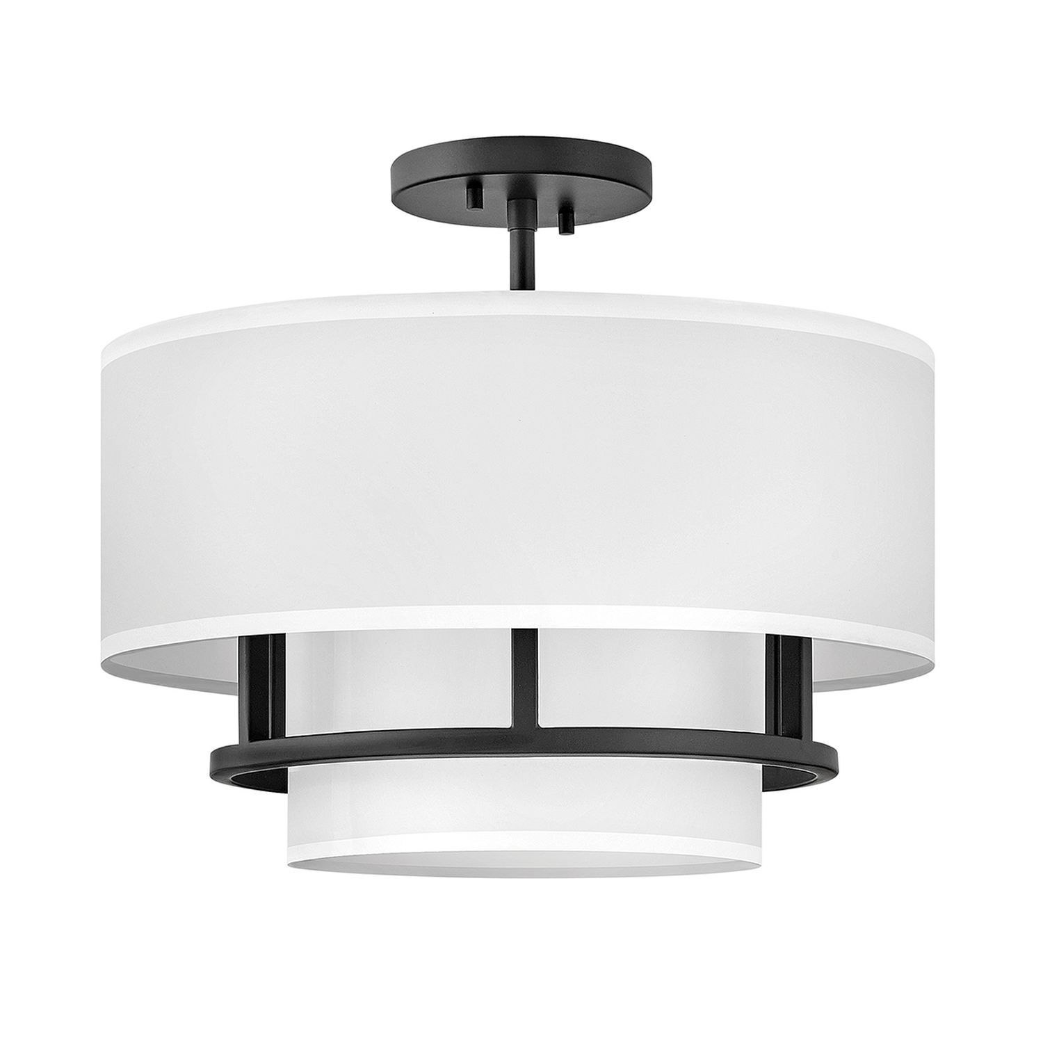 Deckenlampe Stoff Metall Ø 40,6 cm Weiß Schwarz 3x E14
