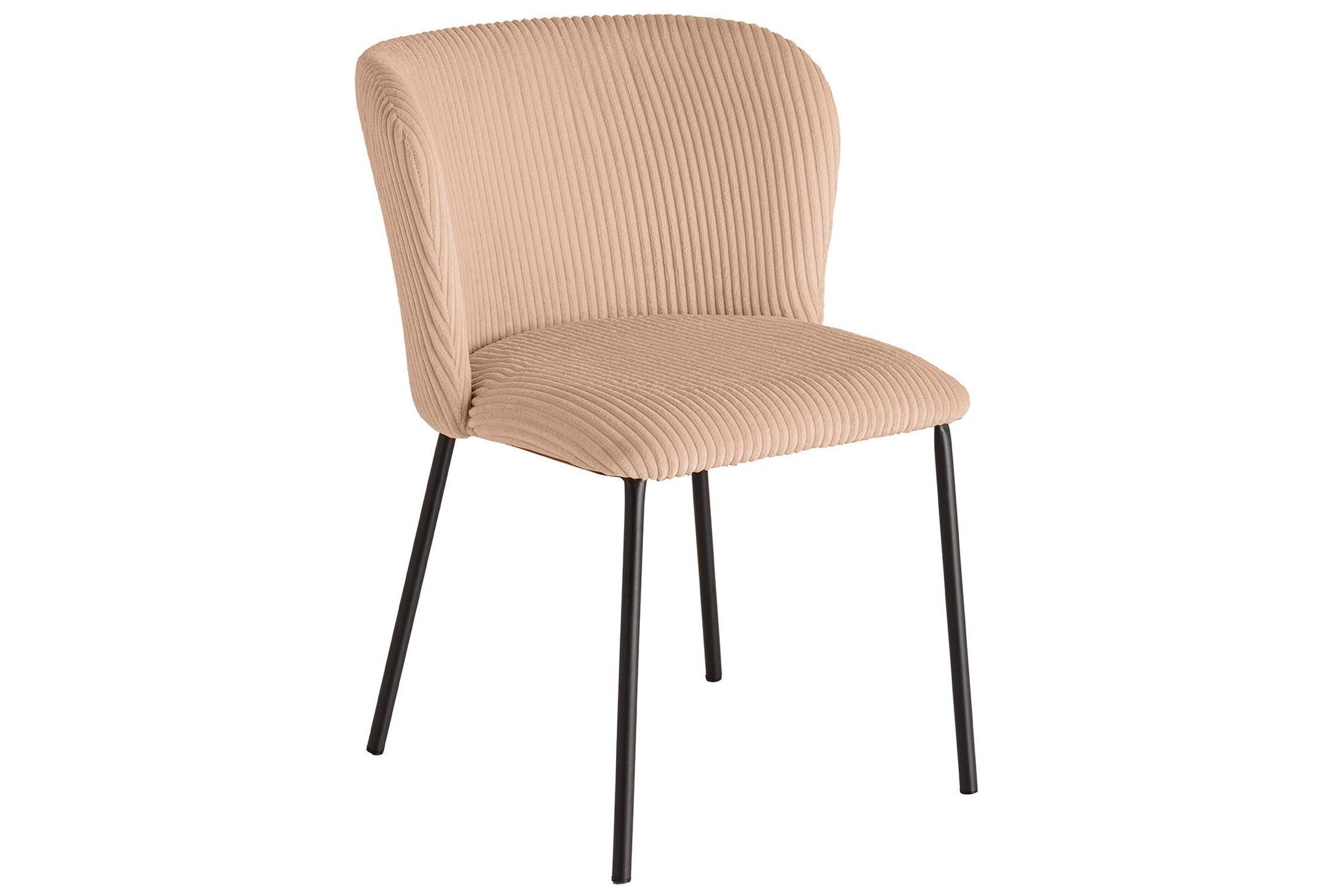Esszimmerstuhl Cord Metall Rosa Schwarz ohne Armlehne