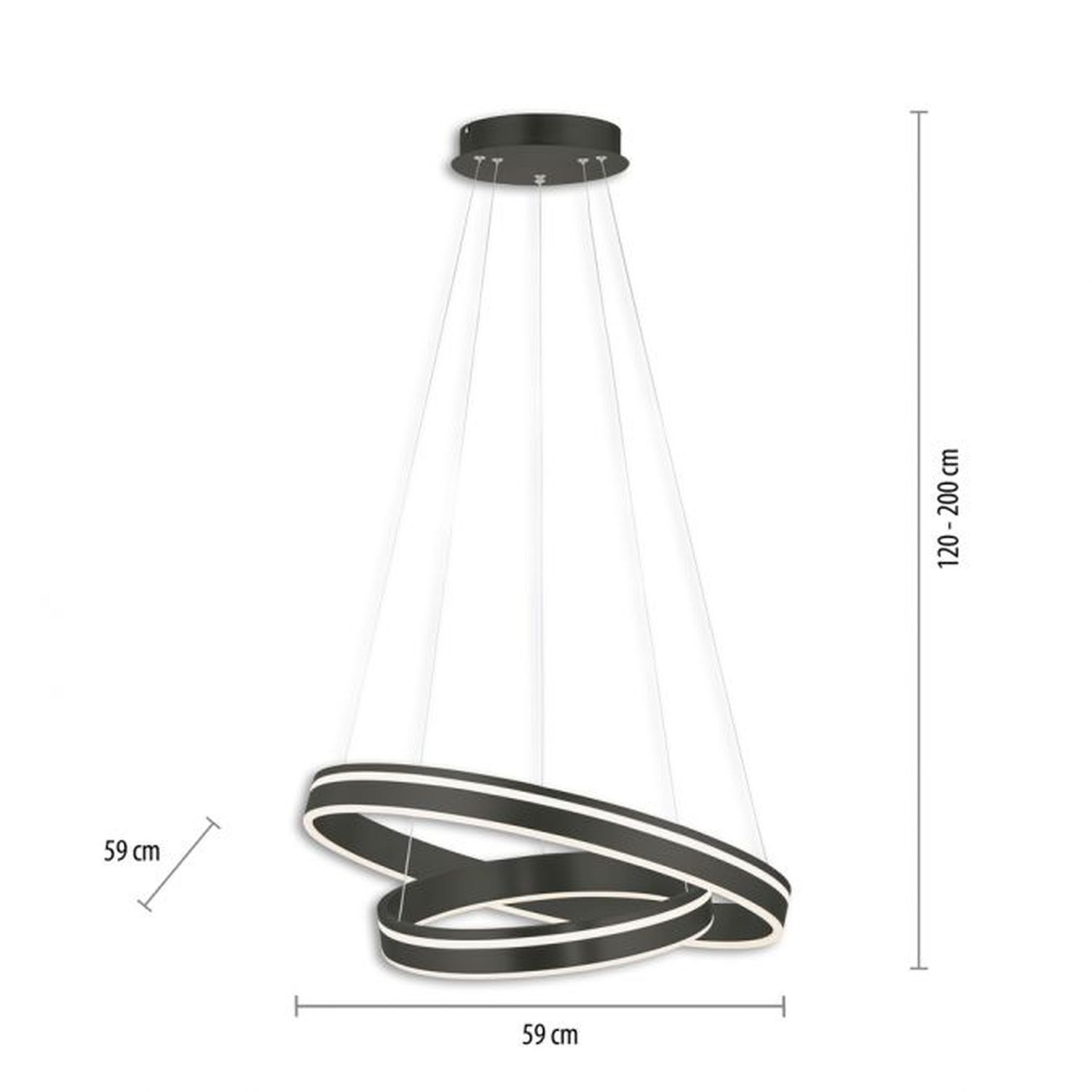 Dimmbare LED Pendelleuchte Ø59 cm 7300 lm Anthrazit