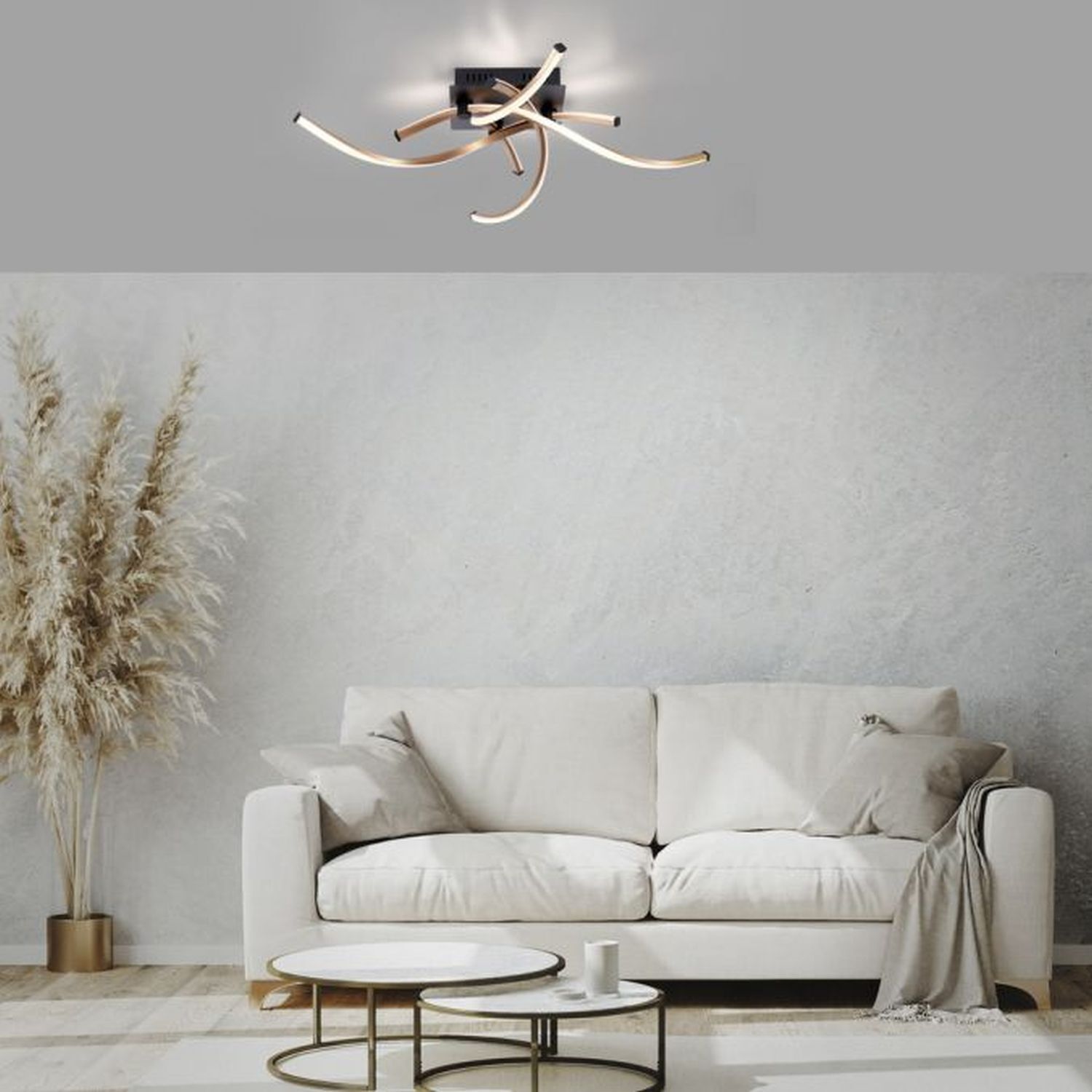Dimmbare LED Deckenlampe Schwarz Gold L:78 cm 4220 lm Couch, Mobiliar, Wohnzimmer, Dekoration Ihres Zuhauses, Lampe