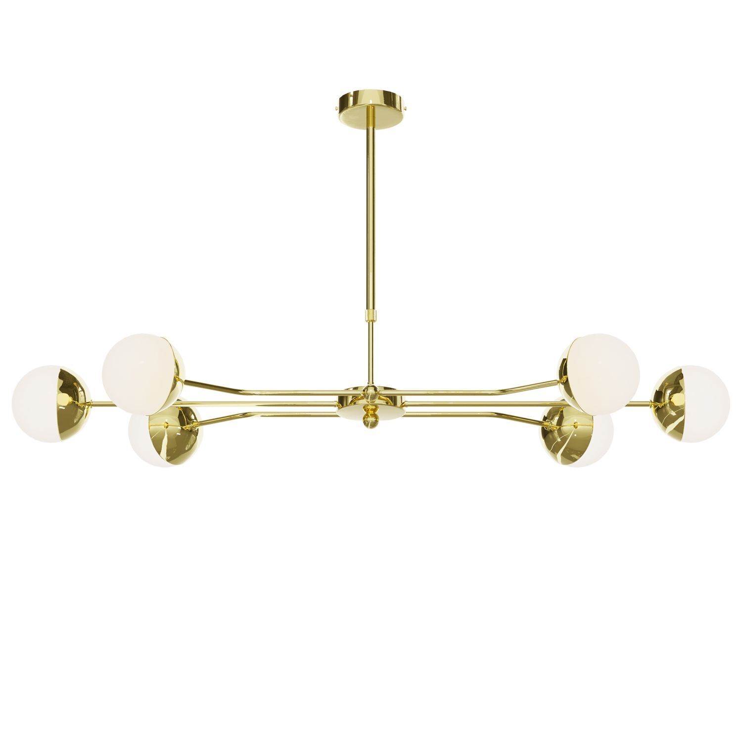 Deckenlampe Metall Glas in Gold Weiß G9 6-flmg blendarm