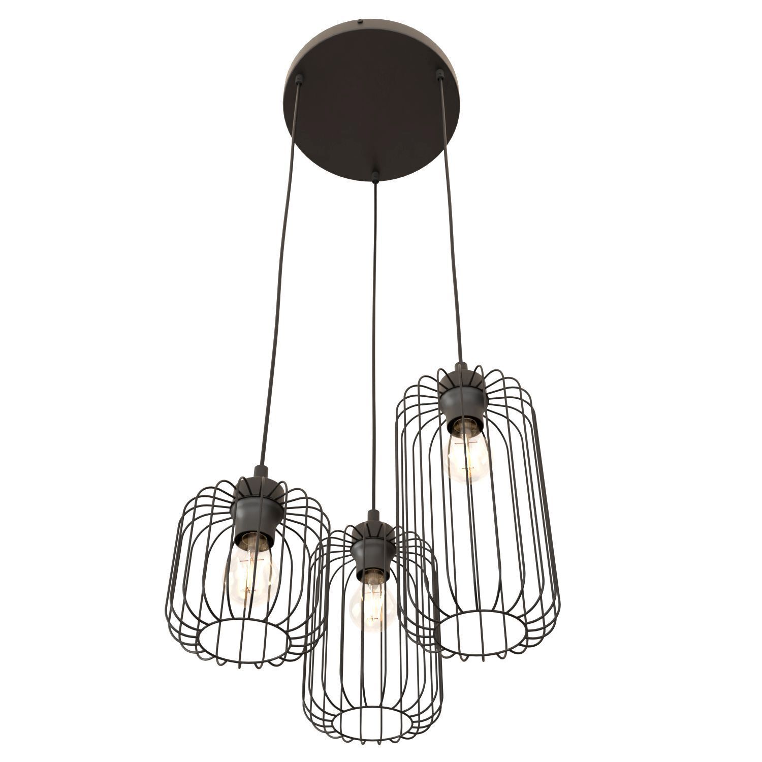 Dekorative Pendelleuchte Metall Schwarz E27 B:30 cm pendant light, metallkugel/Metallkäfig?, drei glühbirnen?, schwarz, hängelampe