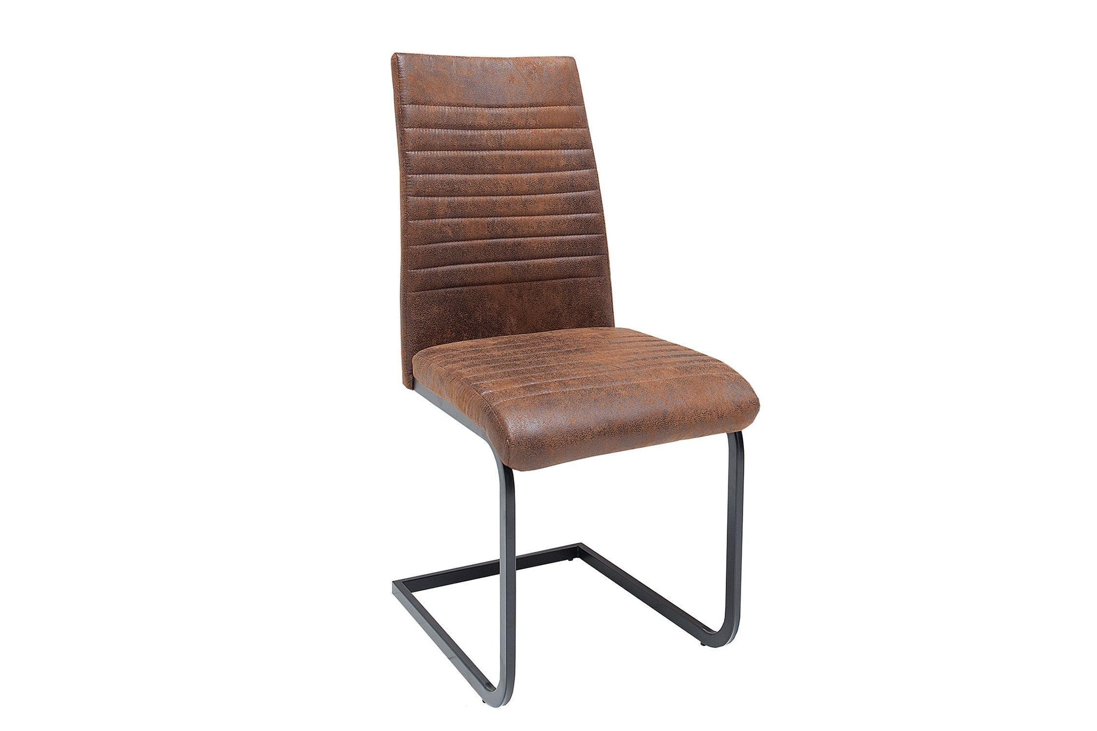 Freischwinger Stuhl Braun Schwarz aus Stoff Metall