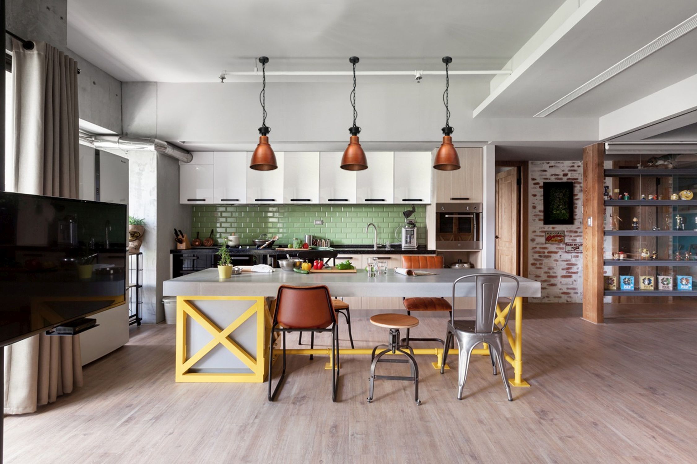 Große Hängelampe in Kupfer Industrie Loft Design