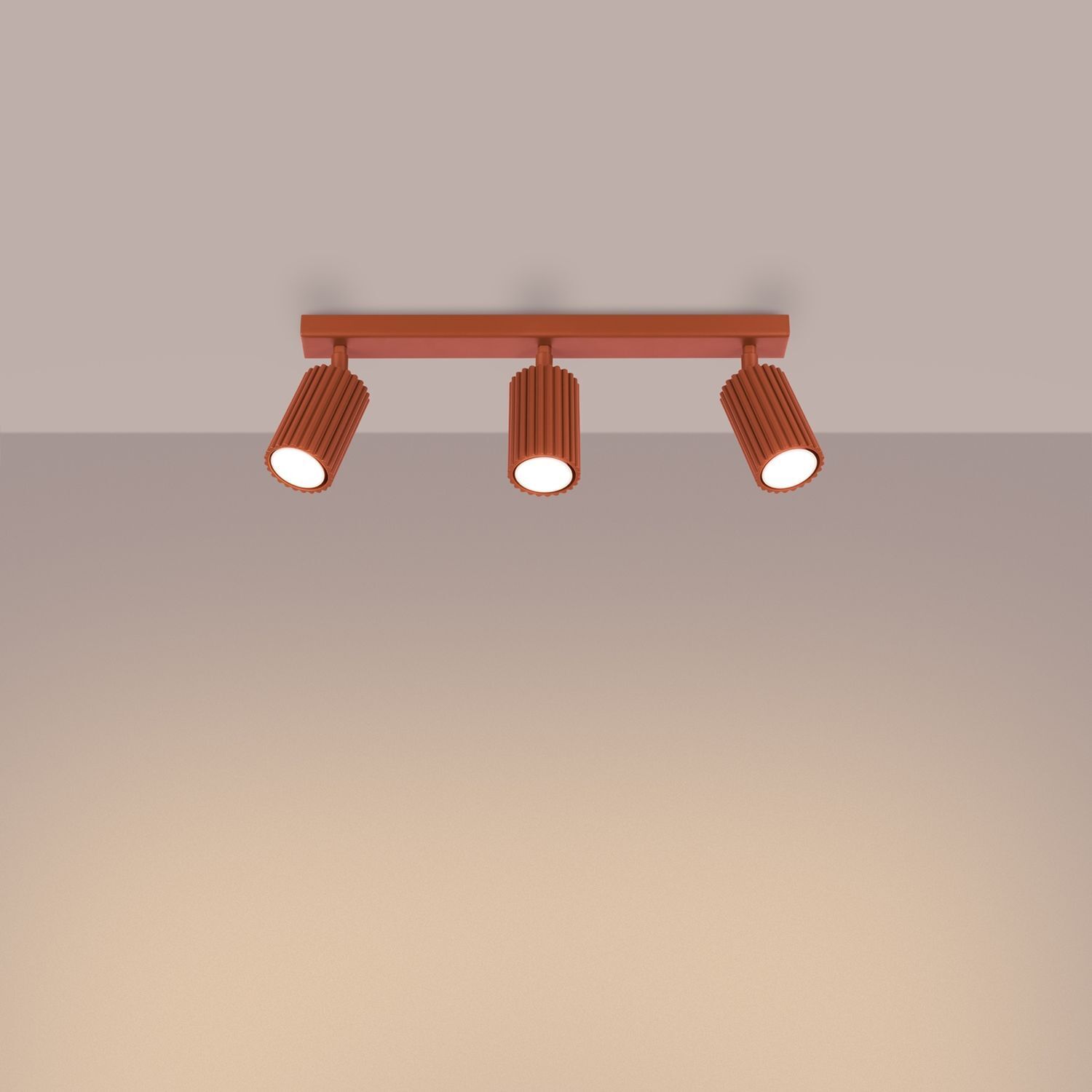 Deckenlampe 3-flammig B: 45 cm klein GU10 Rot aus Aluminium