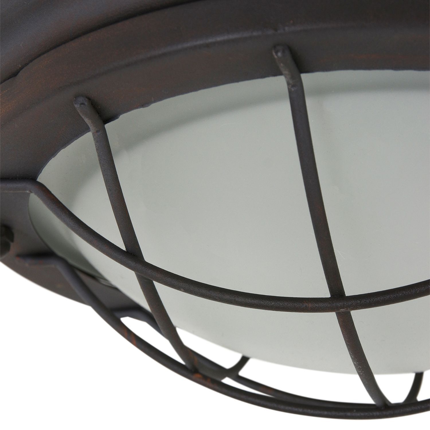 Industrie Deckenlampe Metall Glas Braun Weiß Ø29 cm E27