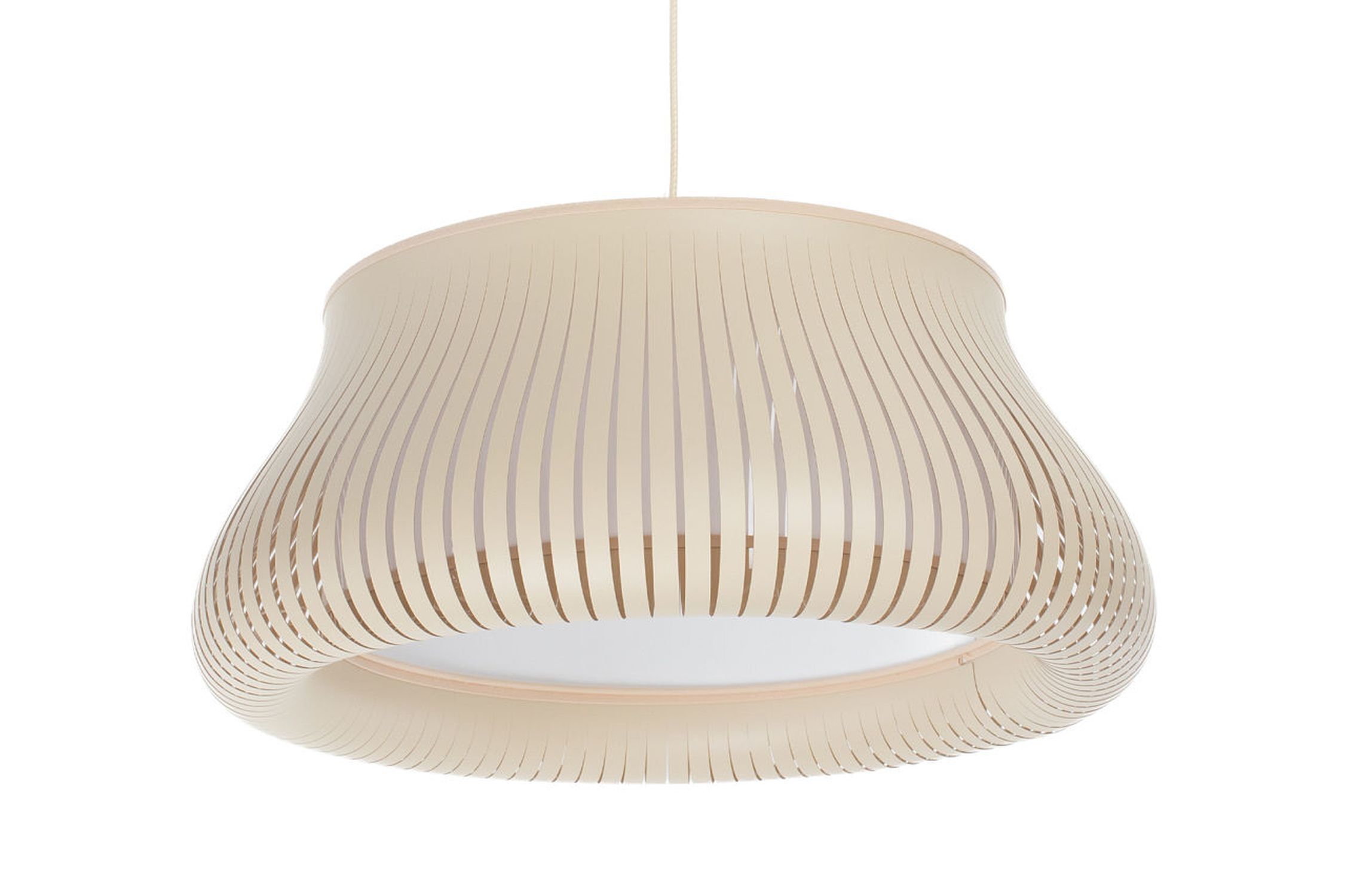 Hängelampe Beige Weiß wohnlich E27 Ø30 cm rund blendarm