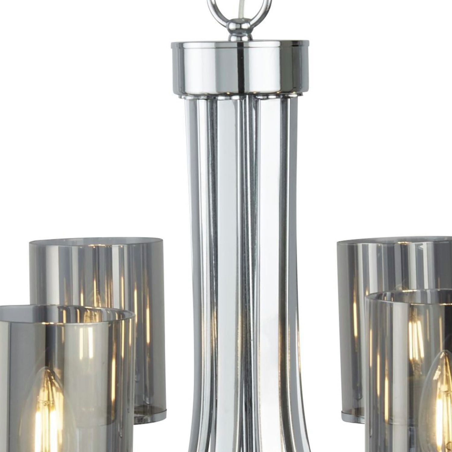 Kronleuchter 8-flammig E14 Chrom Rauchgrau Glas Metall Lampe, Kronleuchter