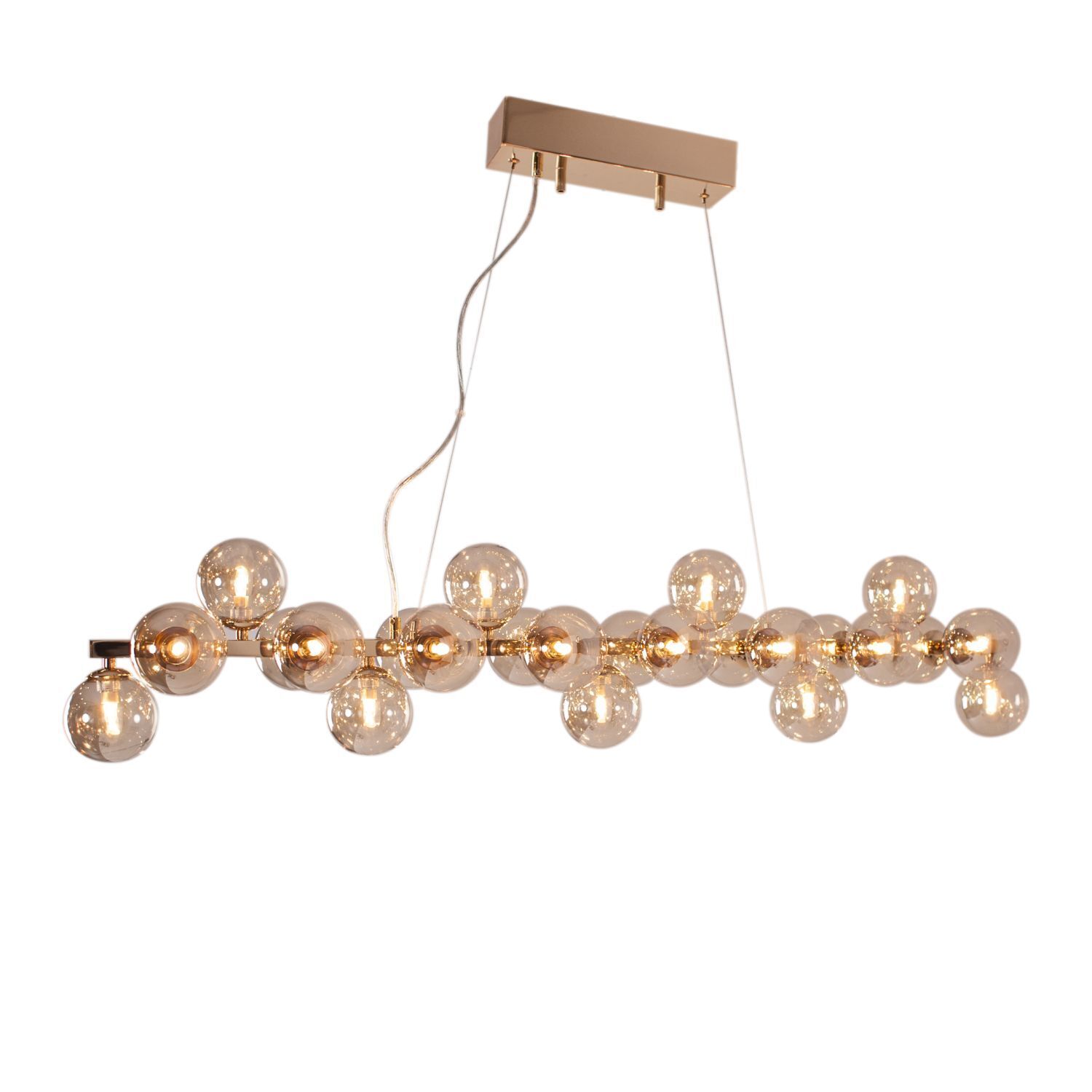 Pendelleuchte Metall Rauchglas 122 cm lang für 24x G9 Leuchter, Lampe