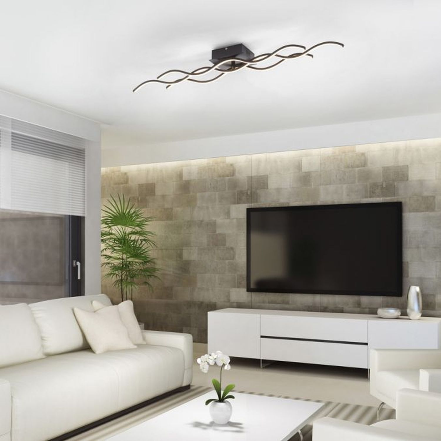 LED Deckenlampe Wellen Metall Schwarz 3920 lm Modern