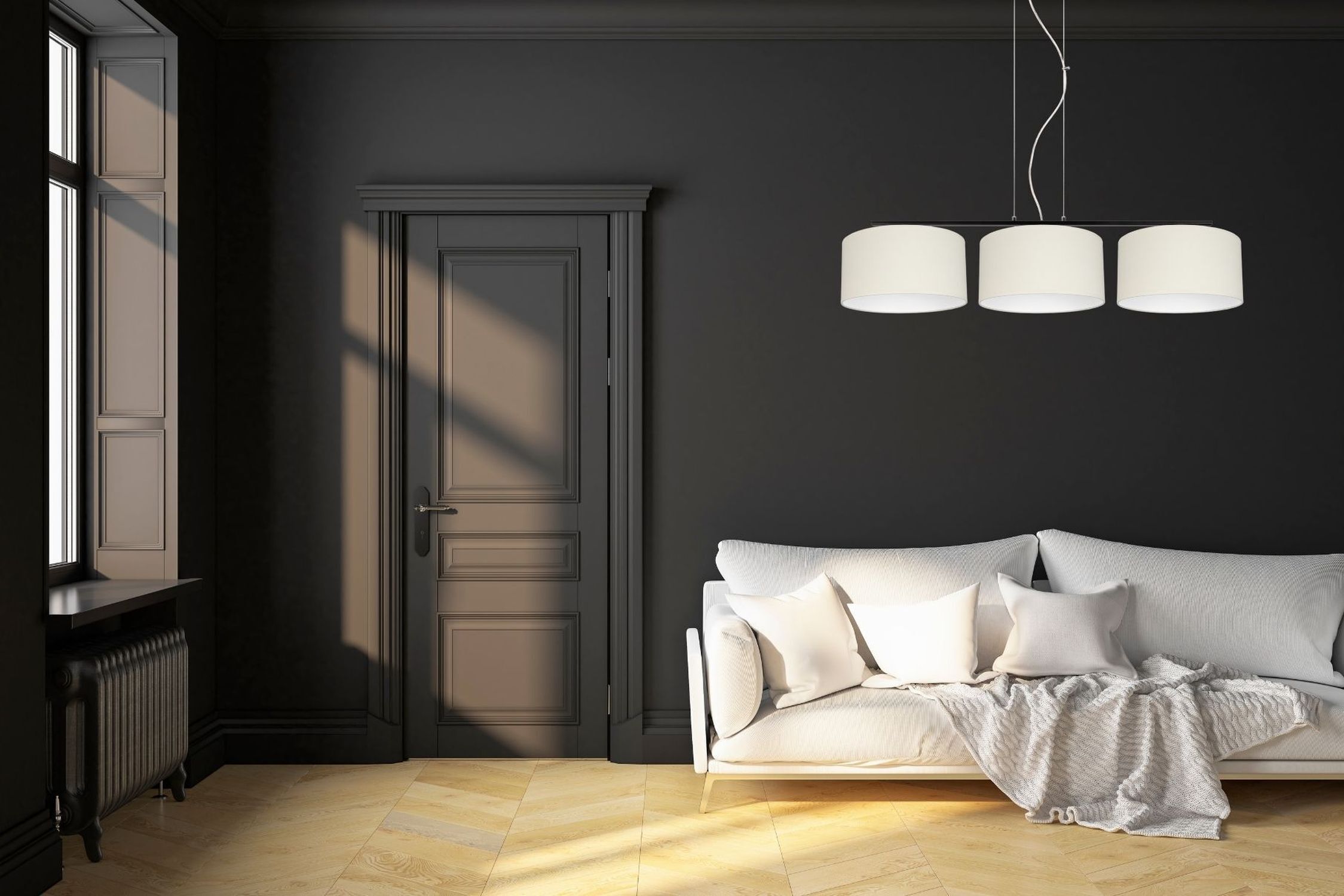 Blendarme Hängelampe Stoff Schwarz Ecru E27 L:100 cm