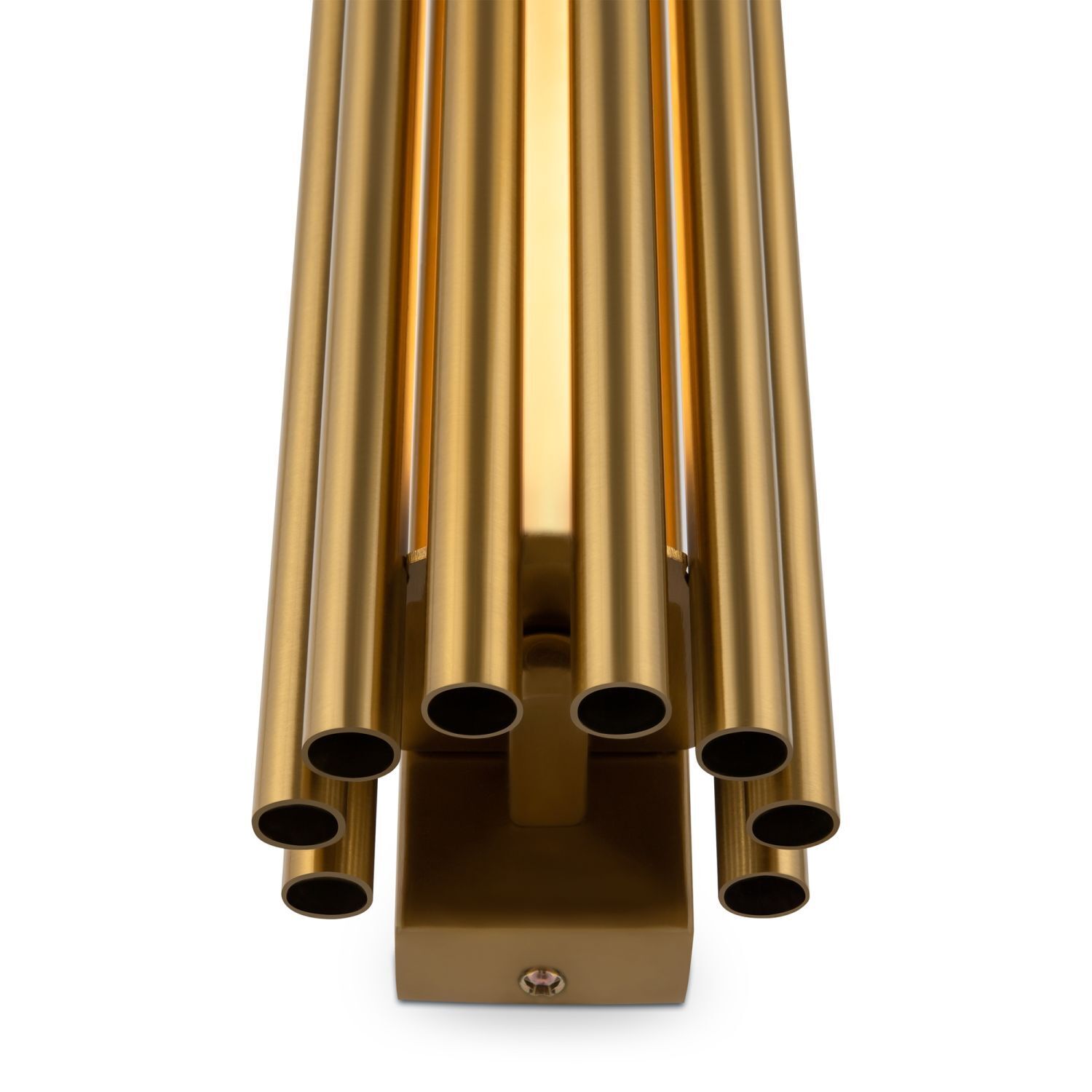 Wandlampe Aluminium Glas LED 36 cm hoch in Messing Gold Musikinstrument, Aluminium