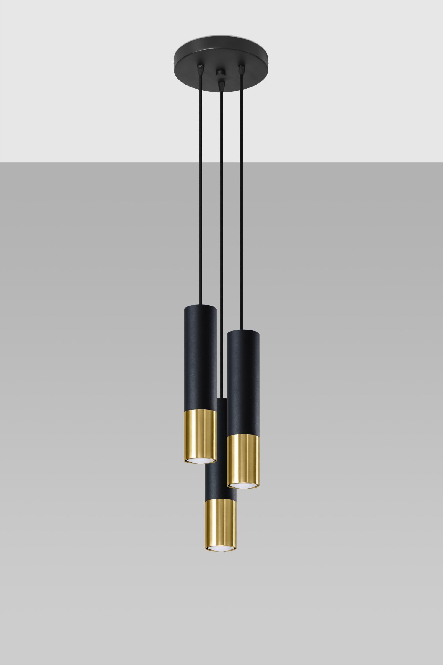 Hängelampe Schwarz Gold 3-flammig GU10 Metall