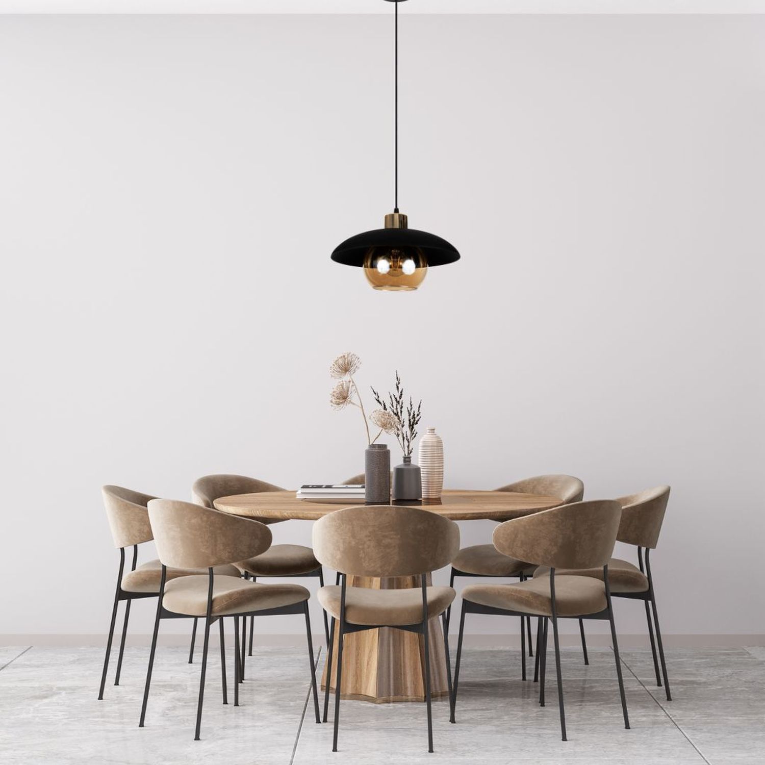 Esstisch, Runder Tisch, Holztisch, Stühle, Hängeleuchte