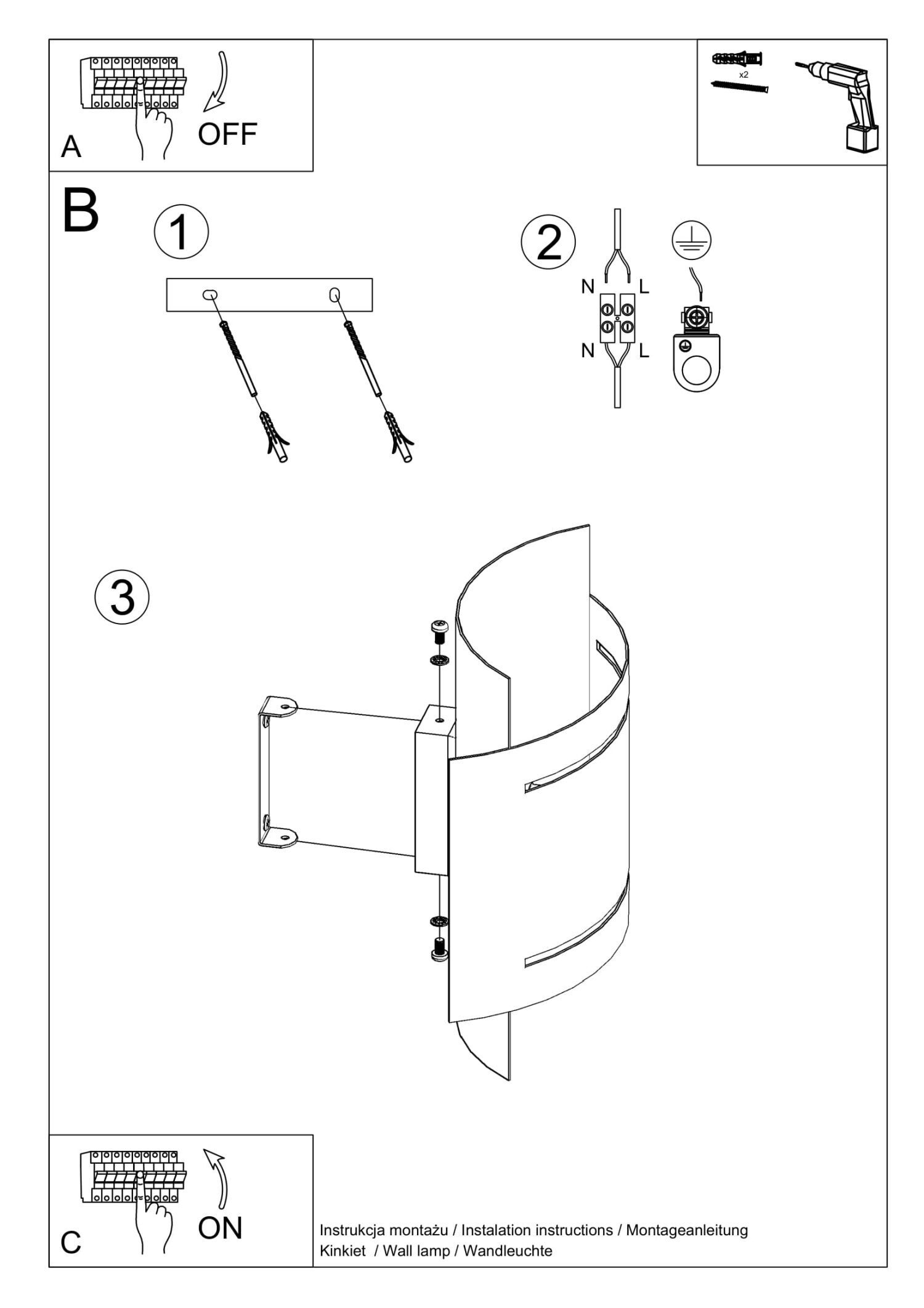 Wandlampe innen Schwarz Metall Up Down indirektes Licht