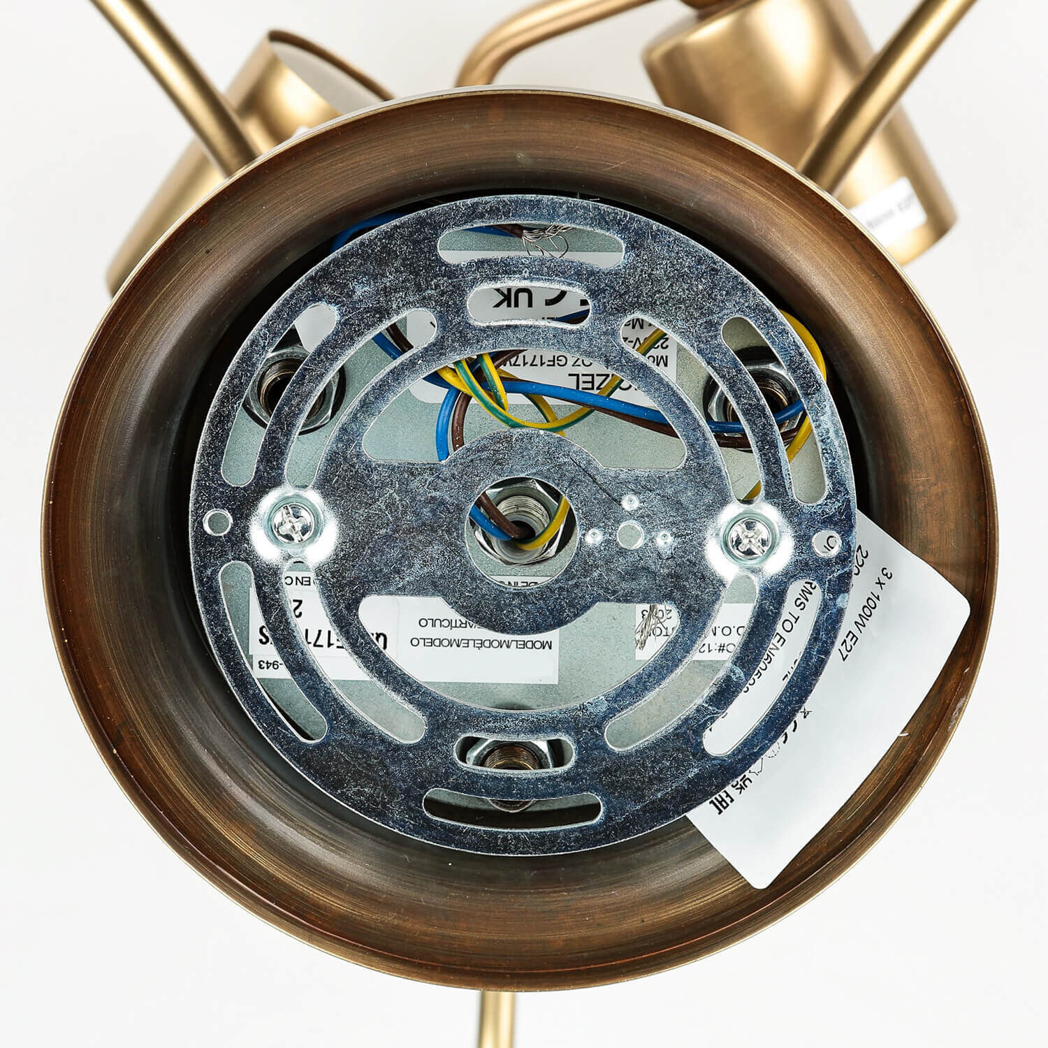 Deckenleuchte ASPERO Messing Jugendstil Lampe Wecker, Uhr, Maschine, Rad