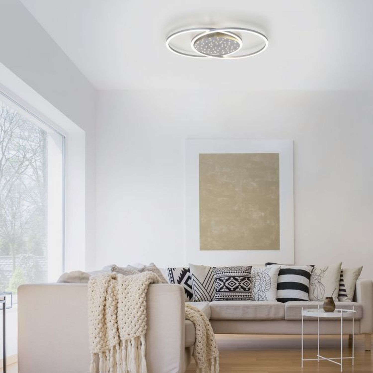 LED Deckenleuchte Sternenhimmel in Stahl 40 W dimmbar Dekoration für Zuhause, Couch, Wohnzimmer, Kissen, Deckenleuchte