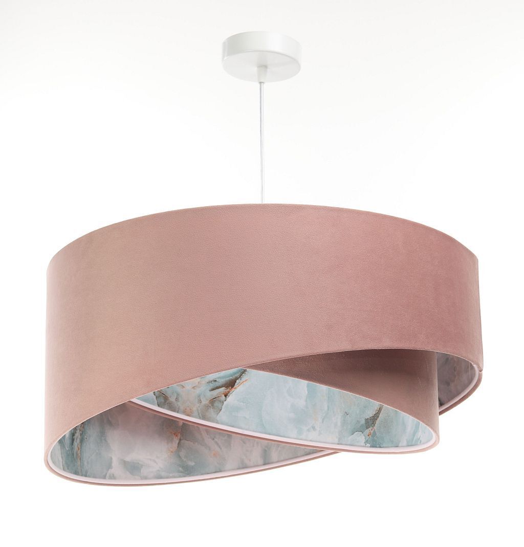 Hängeleuchte D: 50 cm E27 Rosa Hellblau Stoff Velours Optik