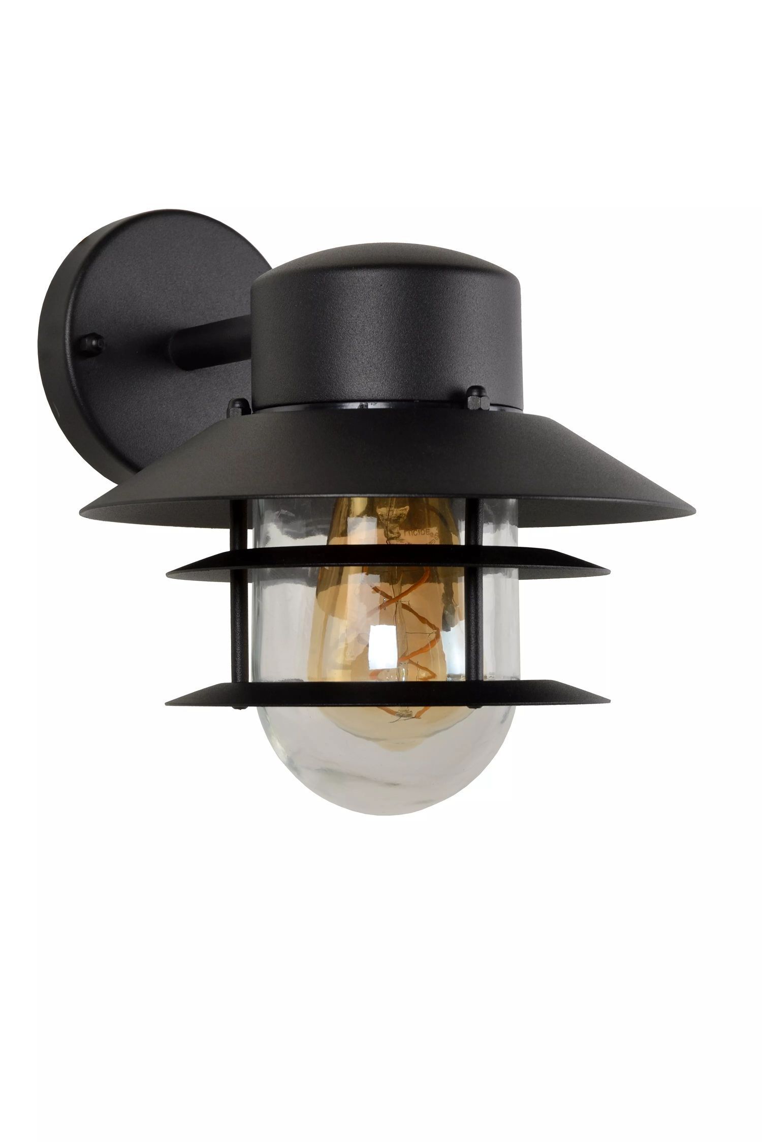 Außenlampe Wand Glas Aluminium Schwarz IP44 E27 Balkon