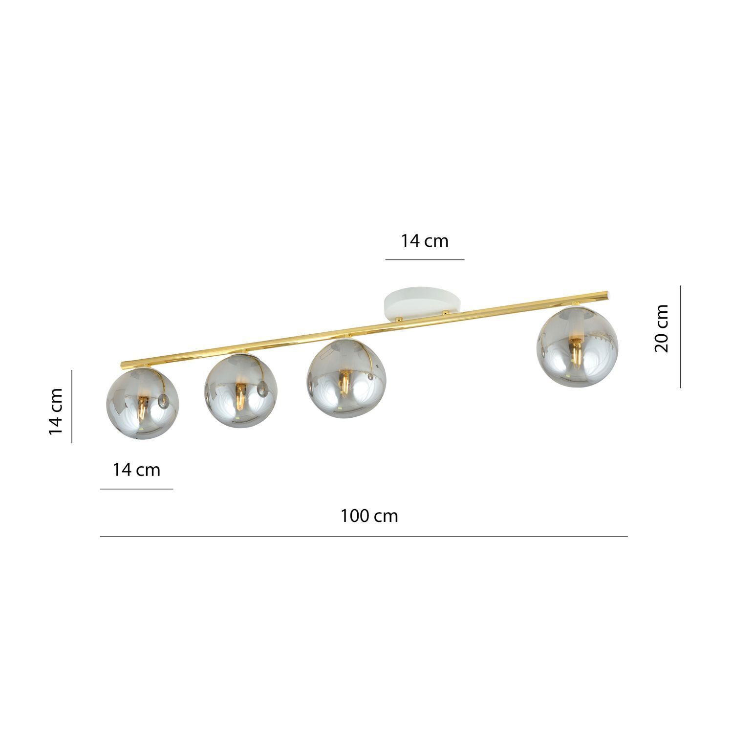 Deckenleuchte groß 100 cm lang Rauchglas Metall