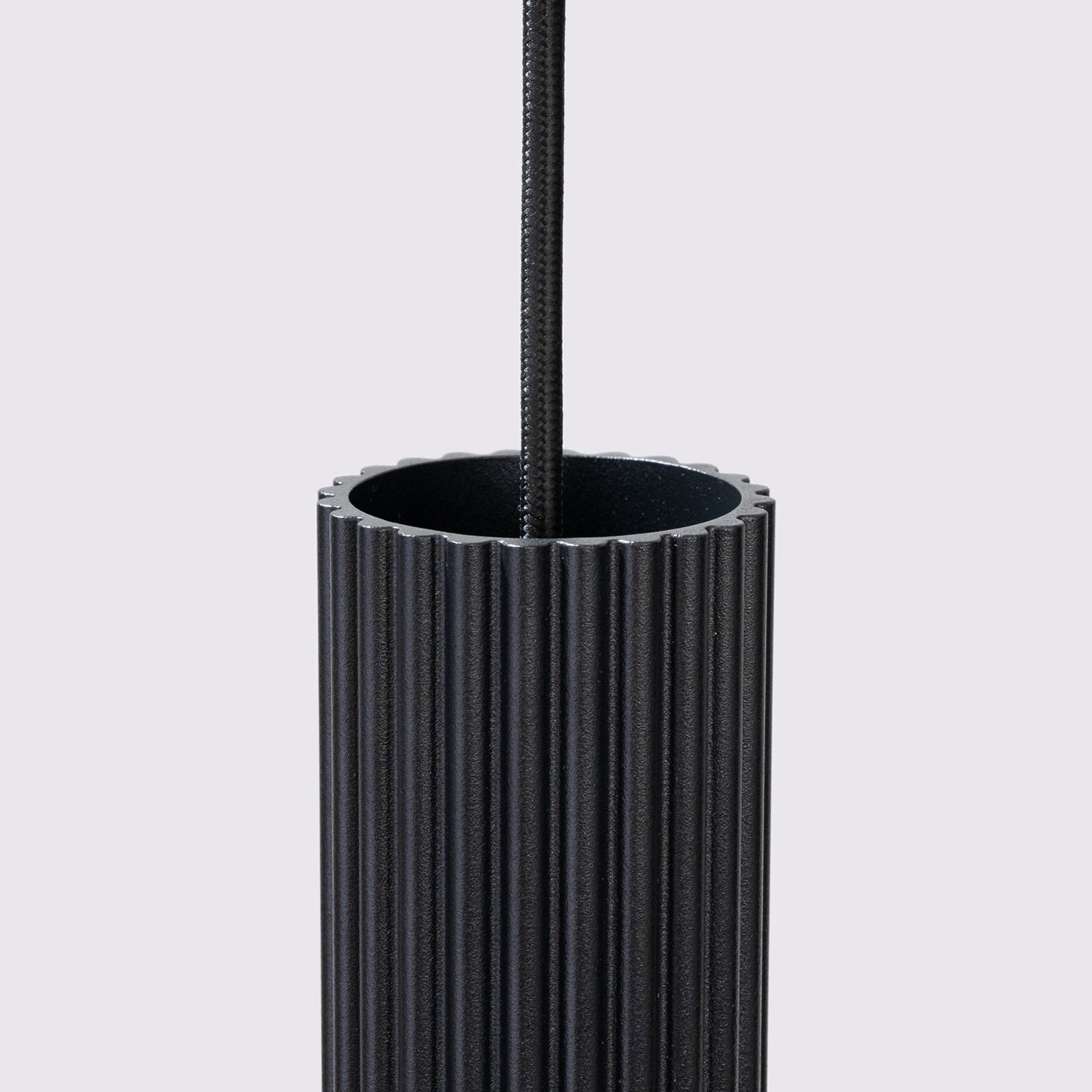 Pendelleuchte Schwarz 3x GU10 schmal Ø 19,5 cm Alu Modern Lampe, Spule, Spirale