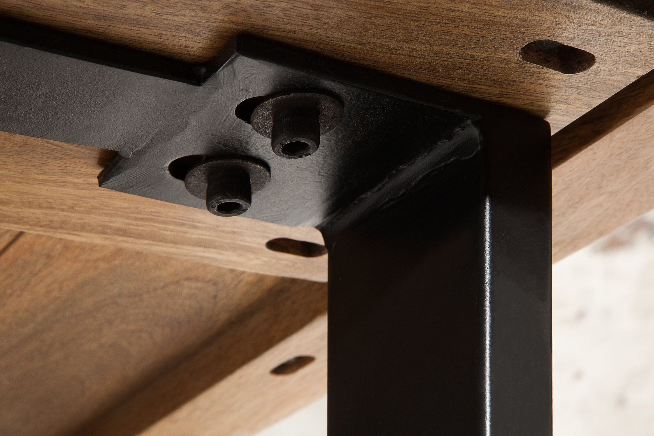 Bartisch Mango Holz Metall 120 x 80 cm Kufengestell Holz, Drinnen, Innenarchitektur, Sperrholz, Hartholz