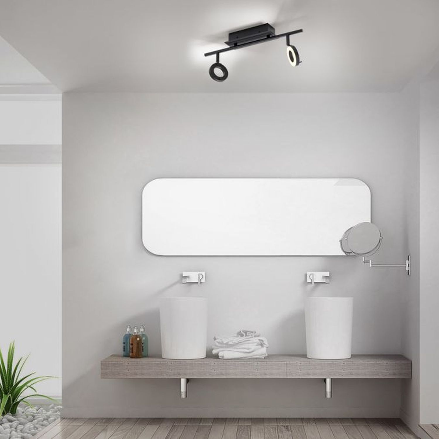 Flexibler LED Deckenspot Anthrazit IP44 50 cm blendarm Drinnen, Innenarchitektur
