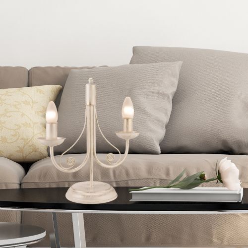 Tischlampe Shabby Weiß Metall H:36cm Rustikal