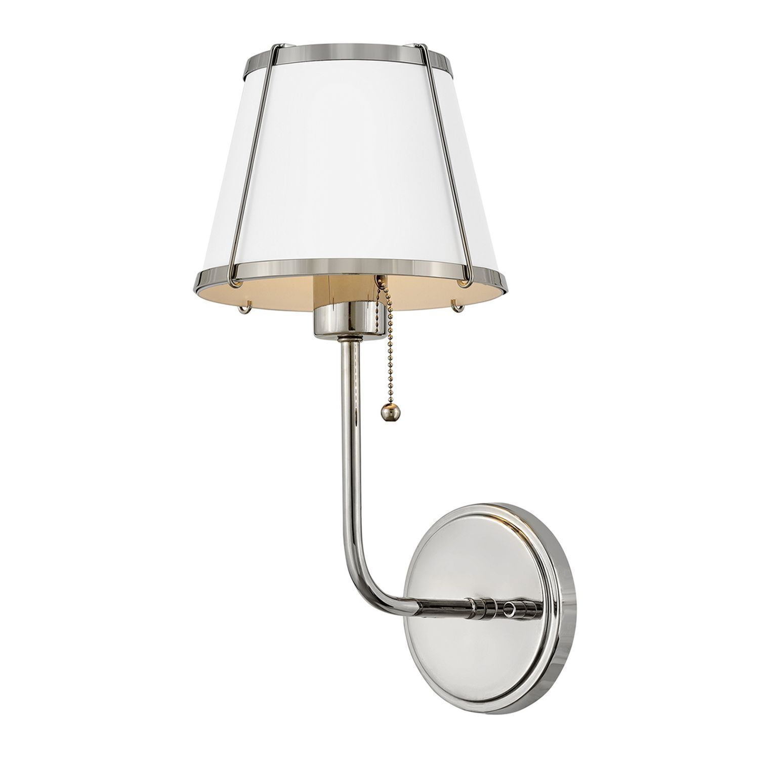 Wandleuchte mit Schalter Metall 40 cm hoch Nickel Weiß Lampe, Drinnen, Zimmer, Duscharmatur, Lampenschirm