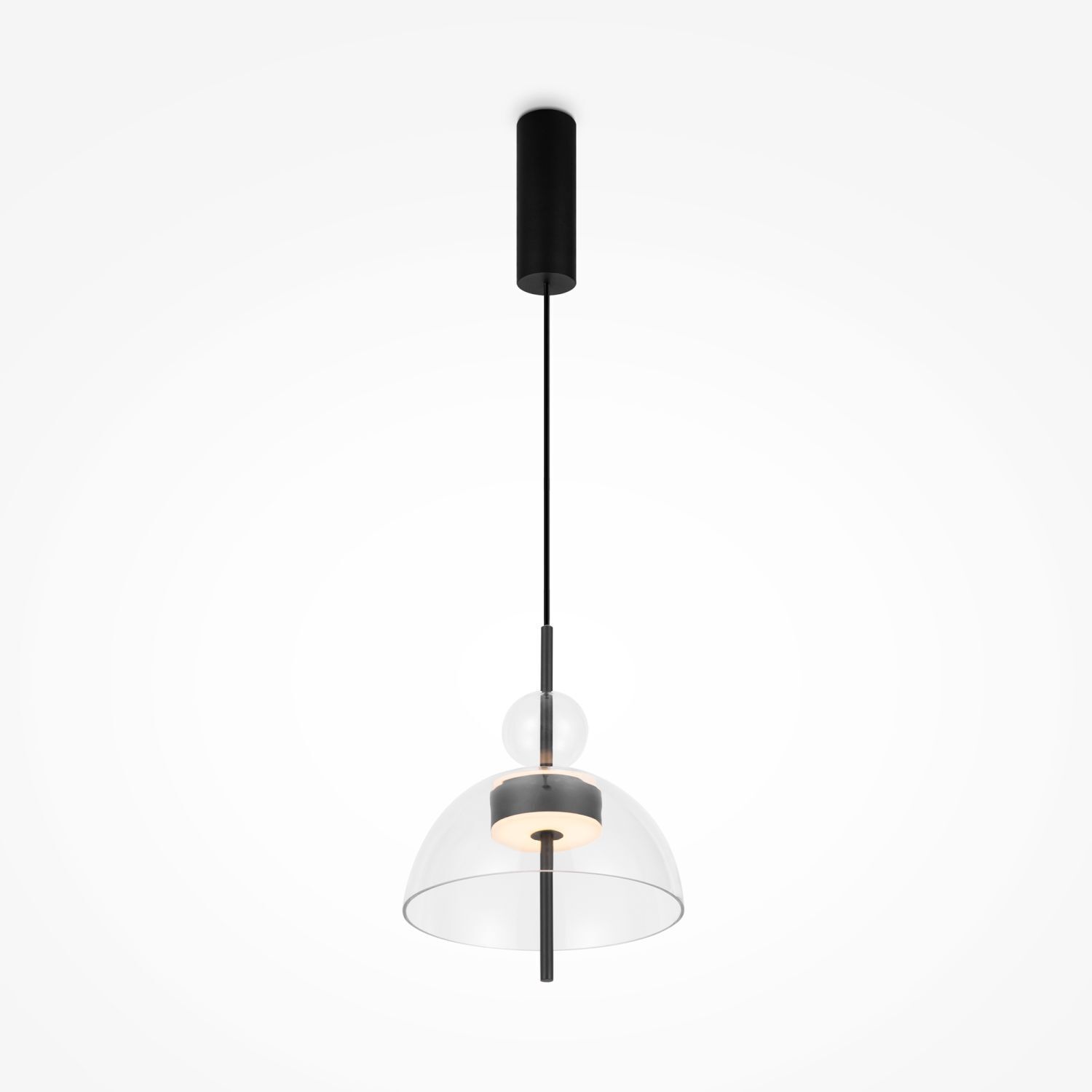 LED Pendelleuchte Metall Glas H: max. 348 cm Schwarz