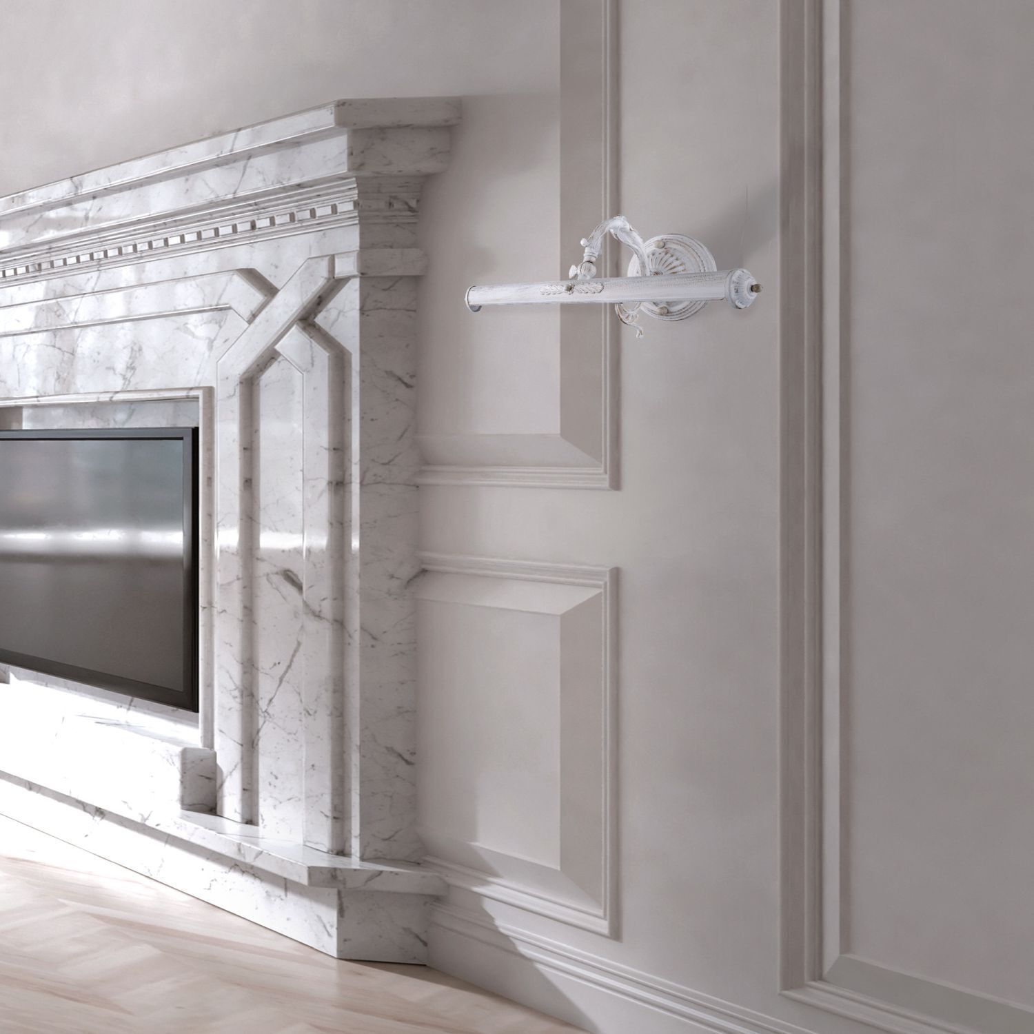 Bilderleuchte Metall verstellbar 44,5 cm breit Weiß E14 Drinnen, Innenarchitektur, Kamin, Überwachen, Bildschirm