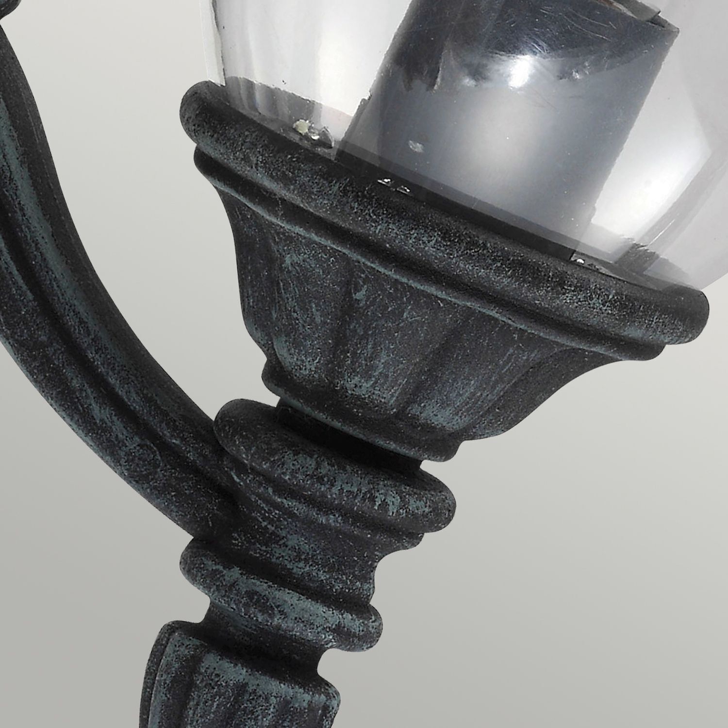 Wandleuchte außen Schwarz Grün antik Aluminium Glas IP44