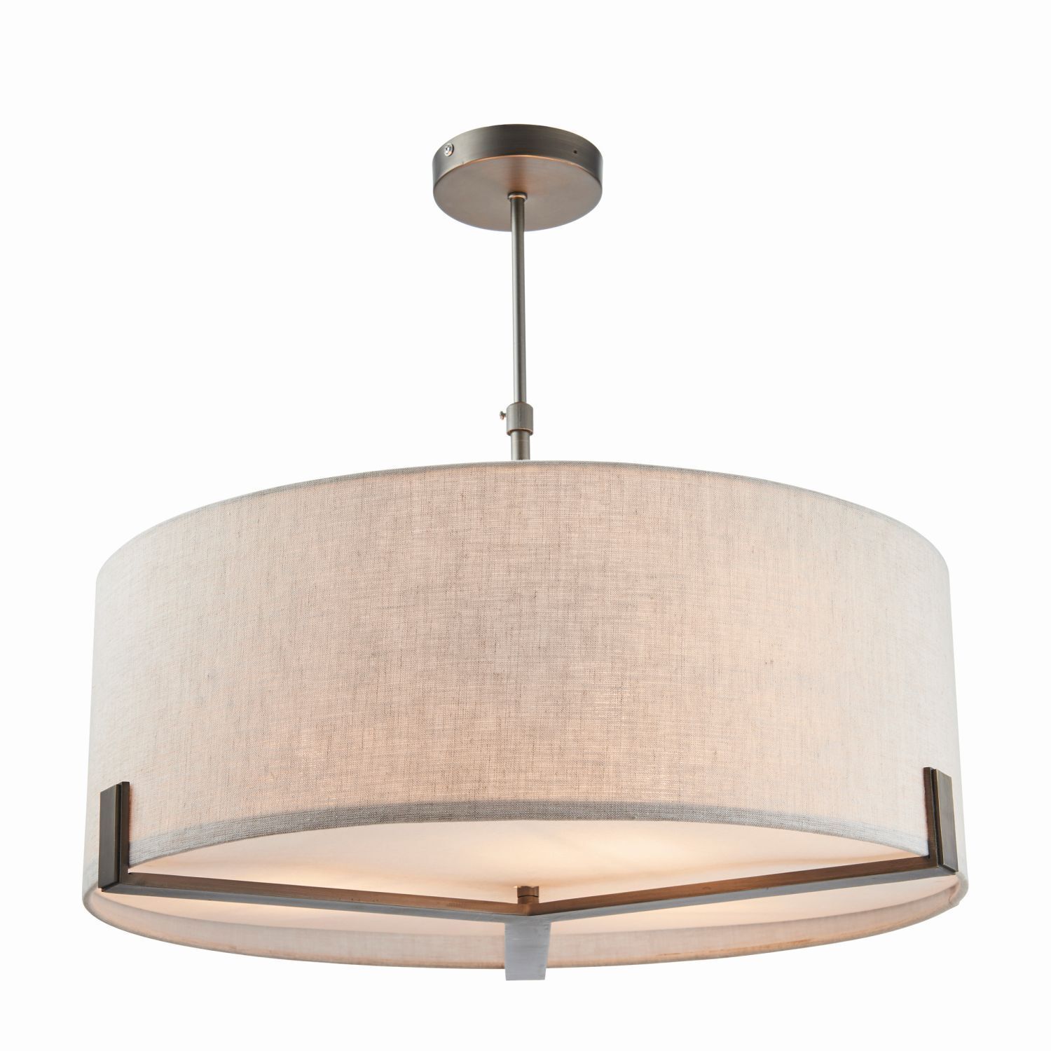 Deckenlampe rund Stoff Metall Ø 56 cm höhenverstellbar 3x E27