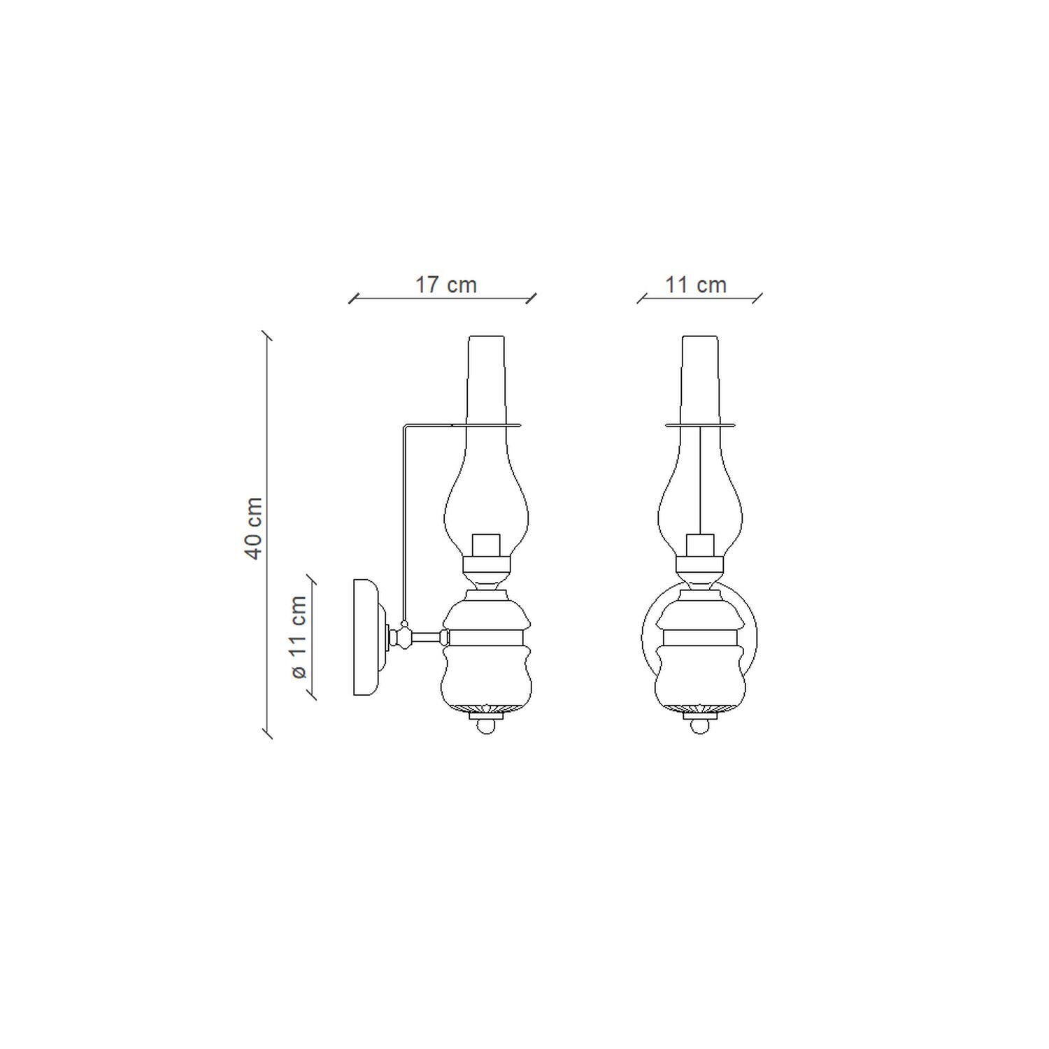 Wandleuchte Metall Glas 40 cm hoch E14 Vintage GIANNI Licht
